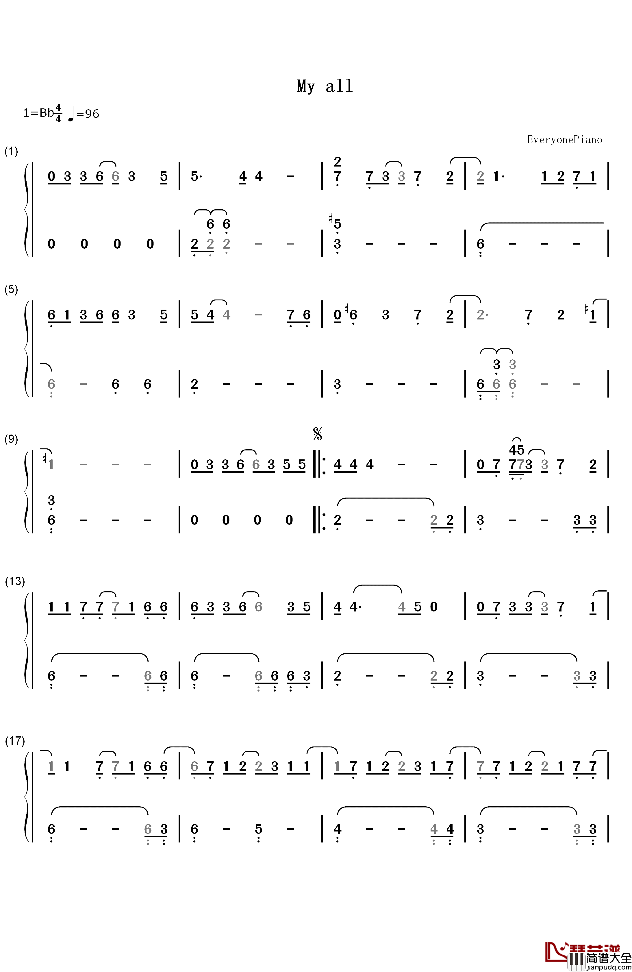 My_All钢琴简谱_数字双手_Mariah_Carey
