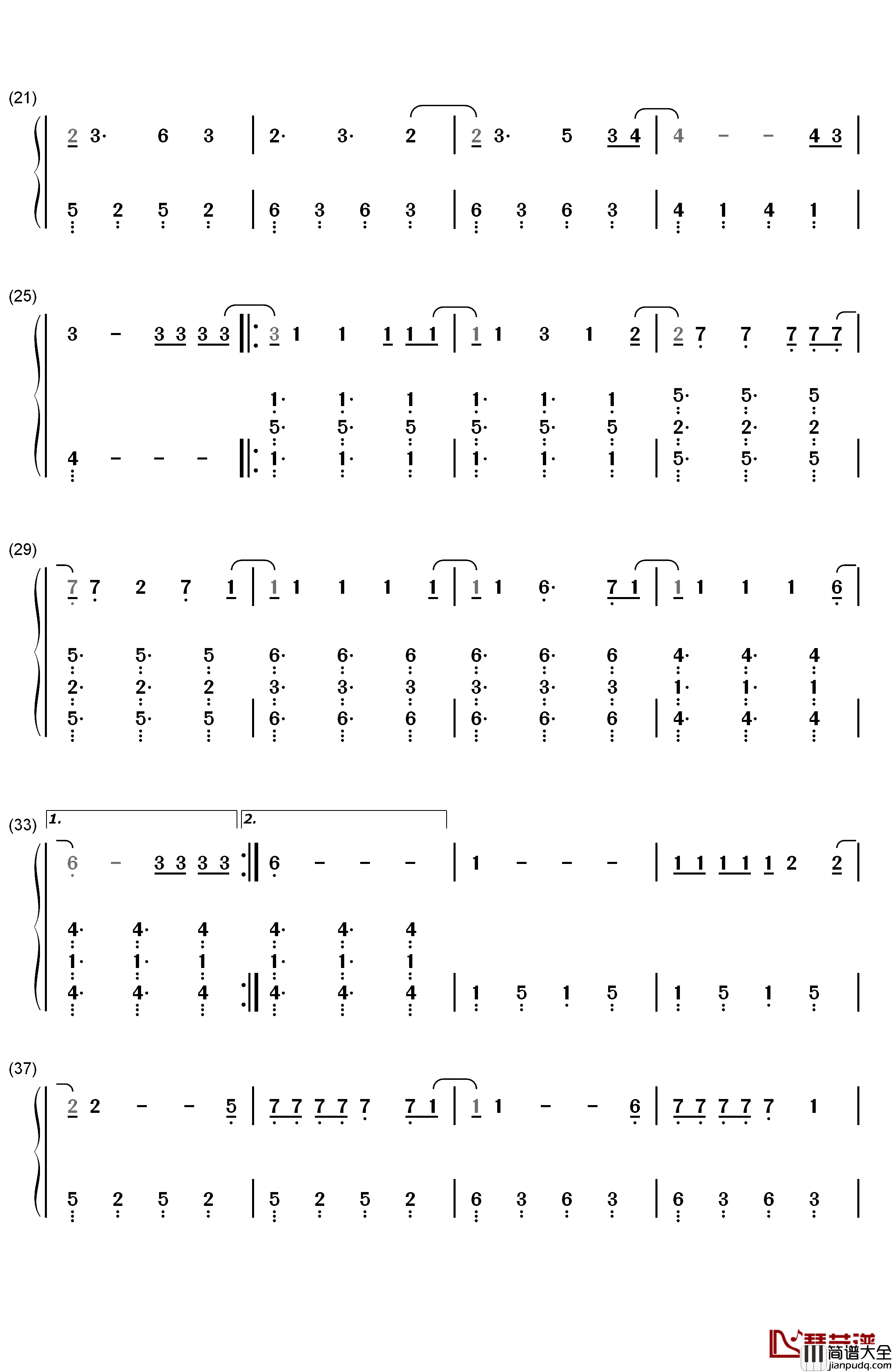 Heartbeat_Song钢琴简谱_数字双手_Kelly_Clarkson