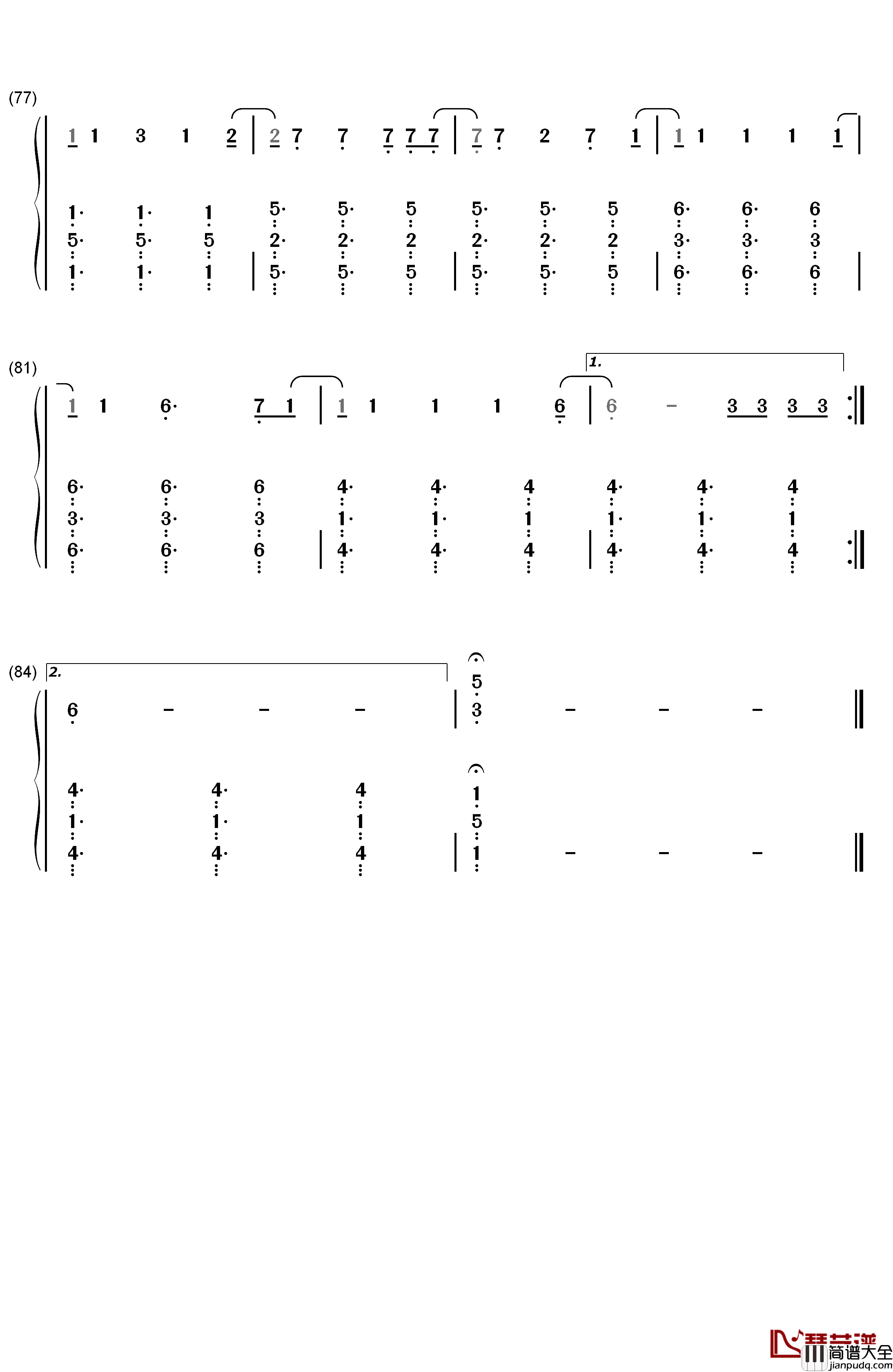 Heartbeat_Song钢琴简谱_数字双手_Kelly_Clarkson