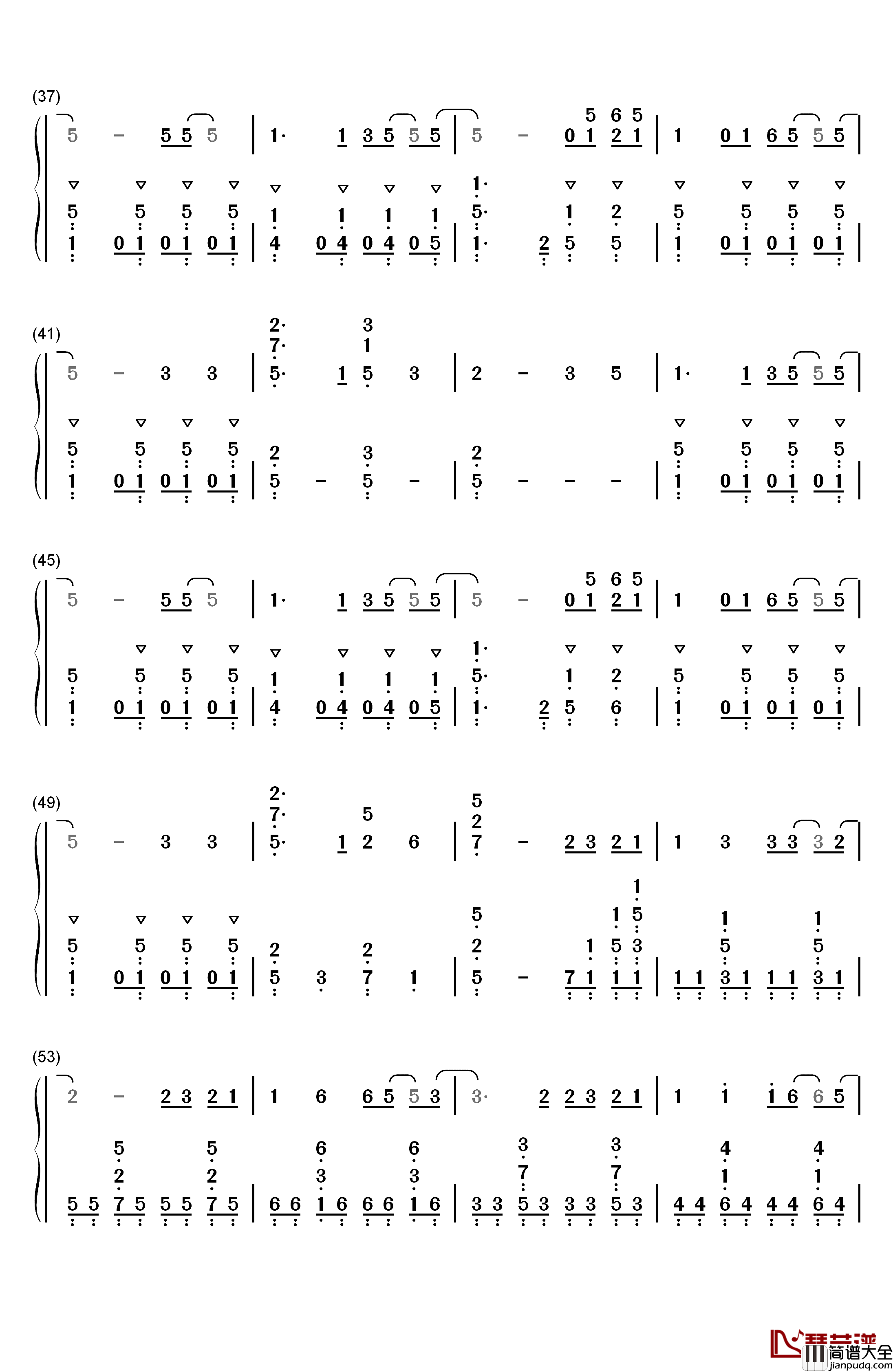 奔跑钢琴简谱_数字双手_羽泉