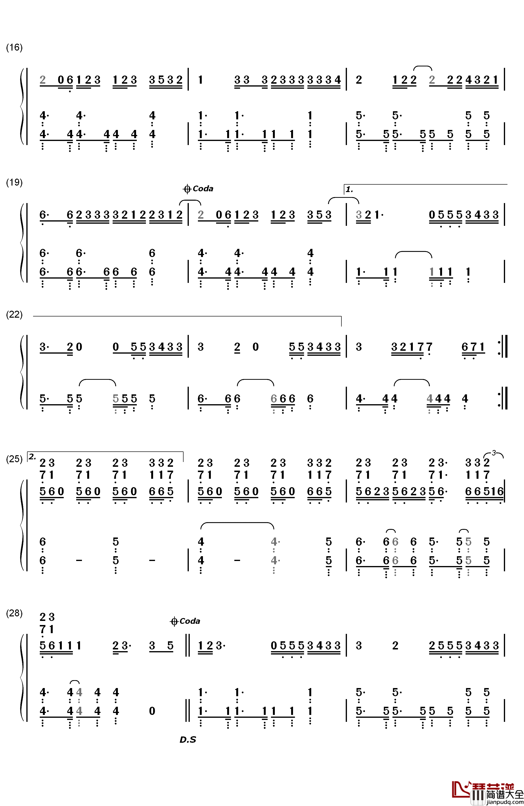 Flashlight钢琴简谱_数字双手_Jessie_J