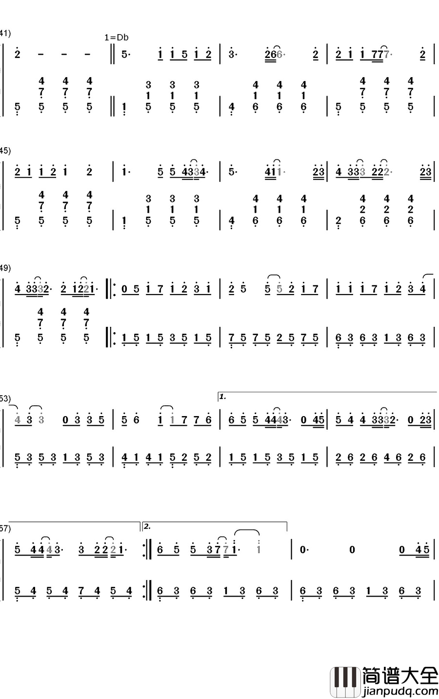 枫钢琴简谱_数字双手_周杰伦