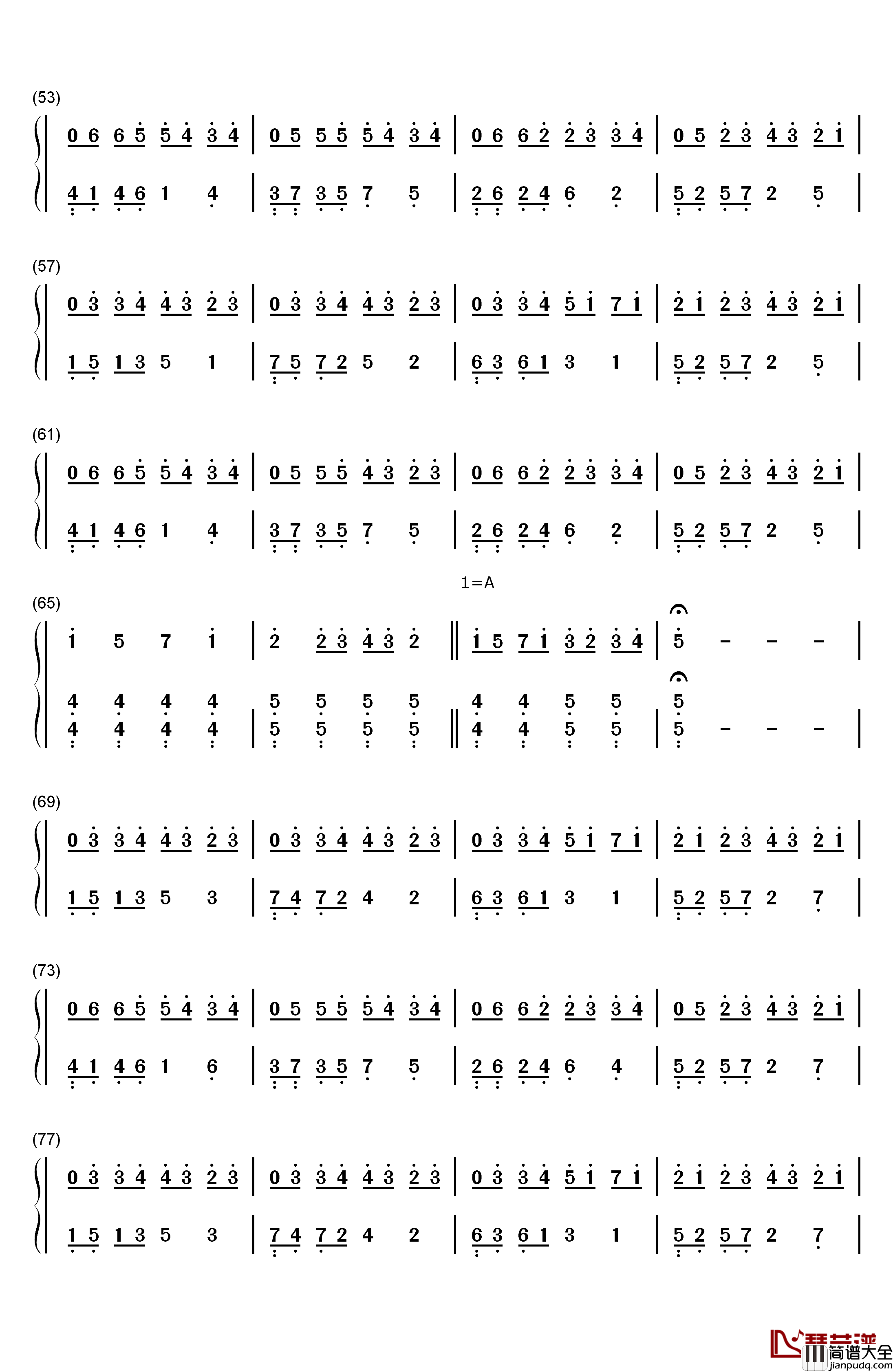 我以为钢琴简谱_数字双手_品冠