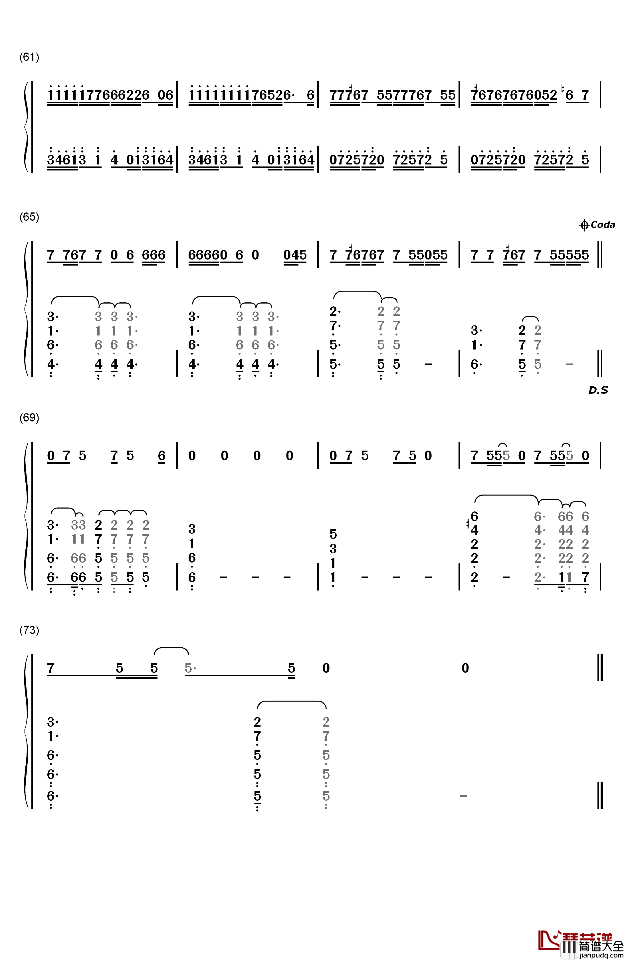 Good_for_You钢琴简谱_数字双手_Selena_Gomez