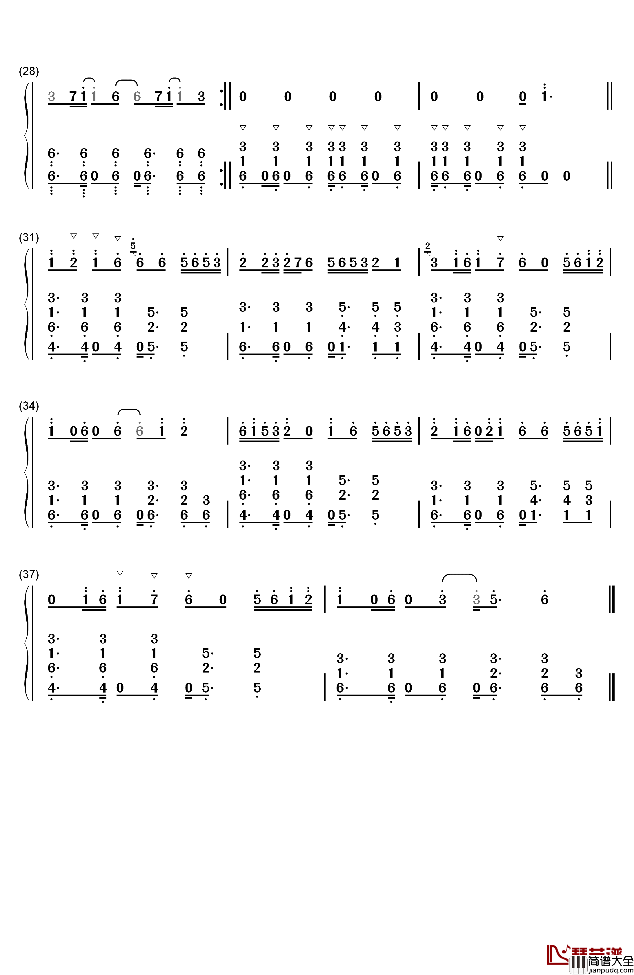 Lean_On钢琴简谱_数字双手_Major_Lazer