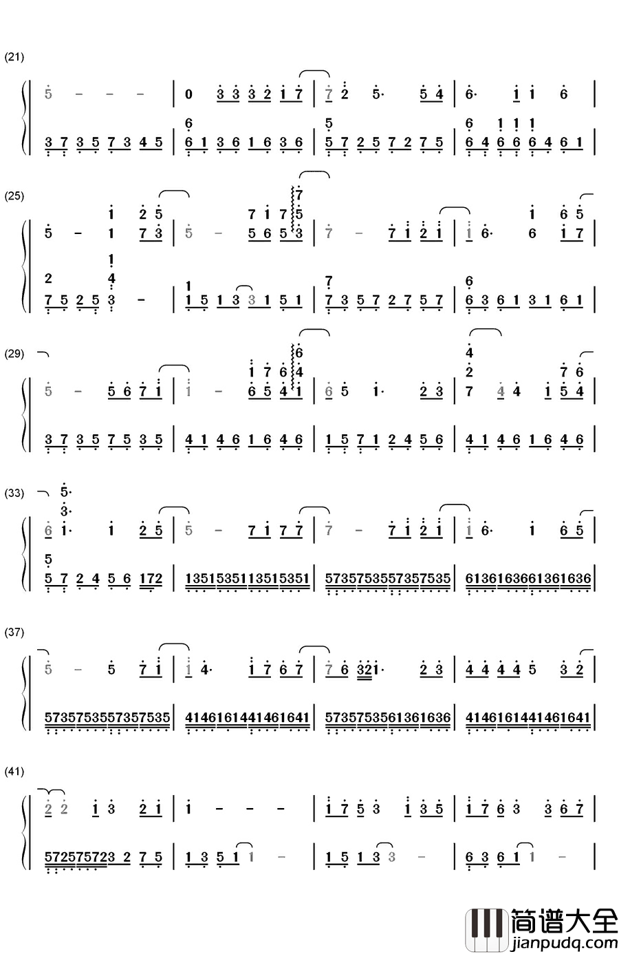 三色堇钢琴简谱_数字双手_放电之深刻反省（JOE）