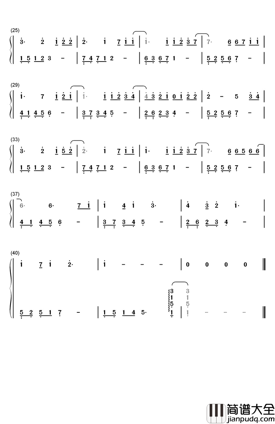 简单就好简单版钢琴简谱_数字双手_未知