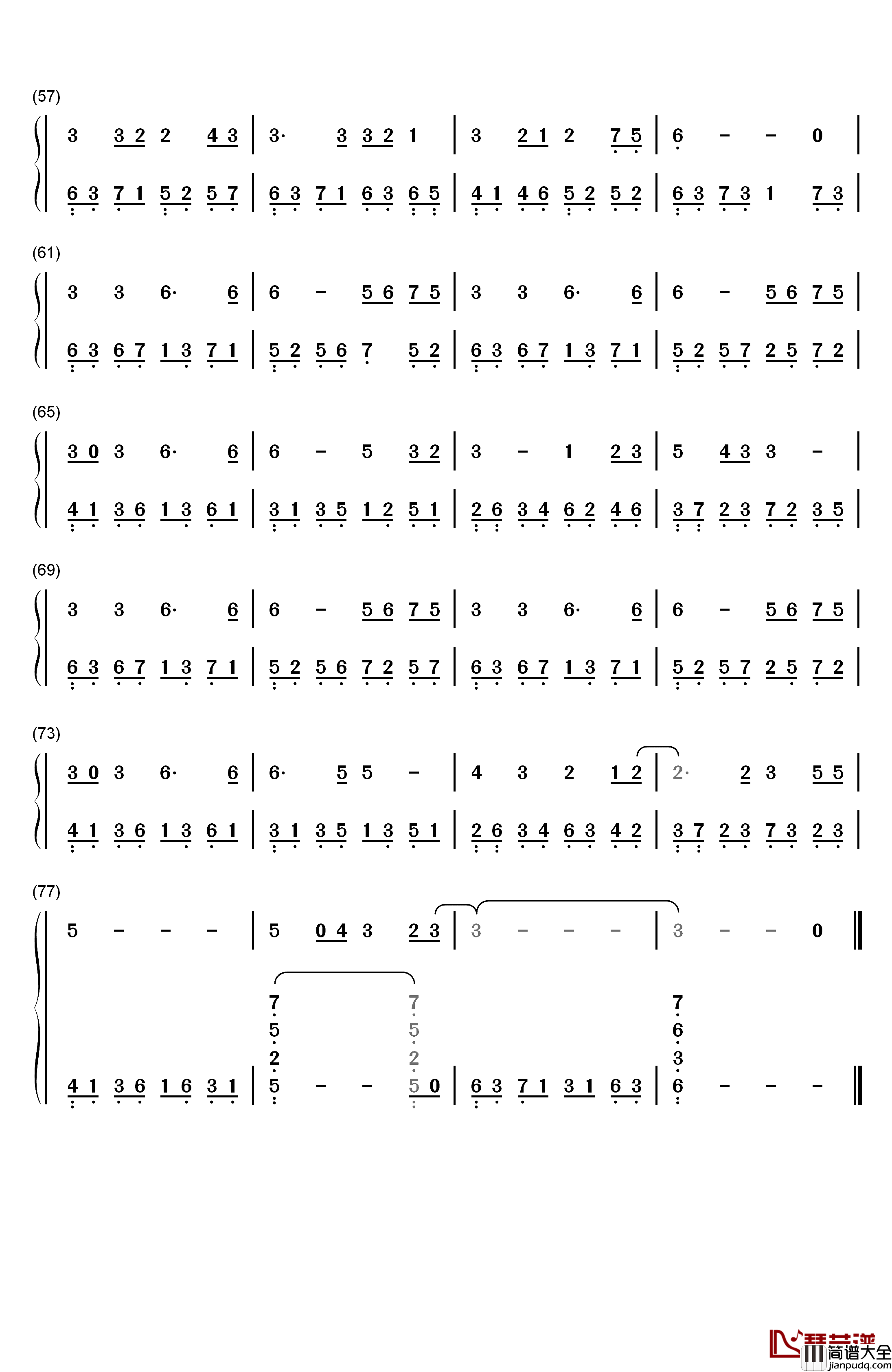晓之车钢琴简谱_数字双手_梶浦由记__南里侑香