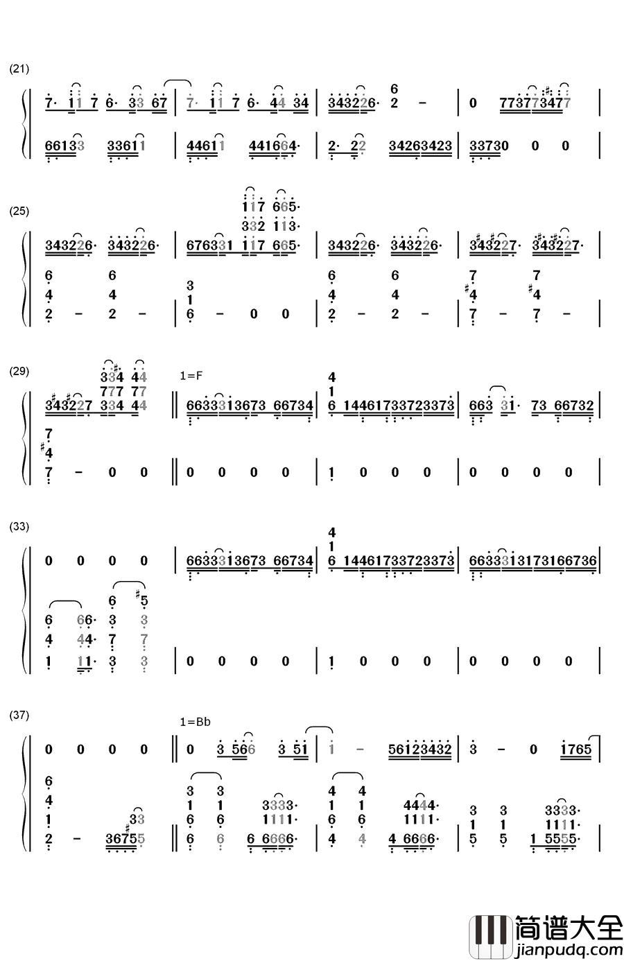 普罗旺斯钢琴简谱_数字双手_班得瑞