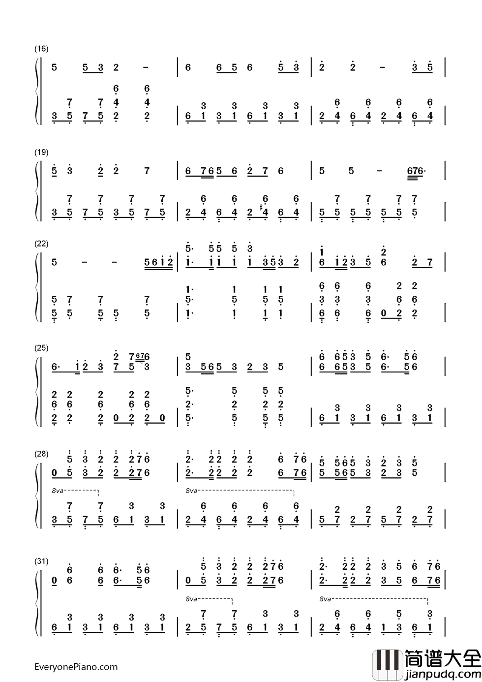 小拜年钢琴简谱_数字双手_徐小二_小月