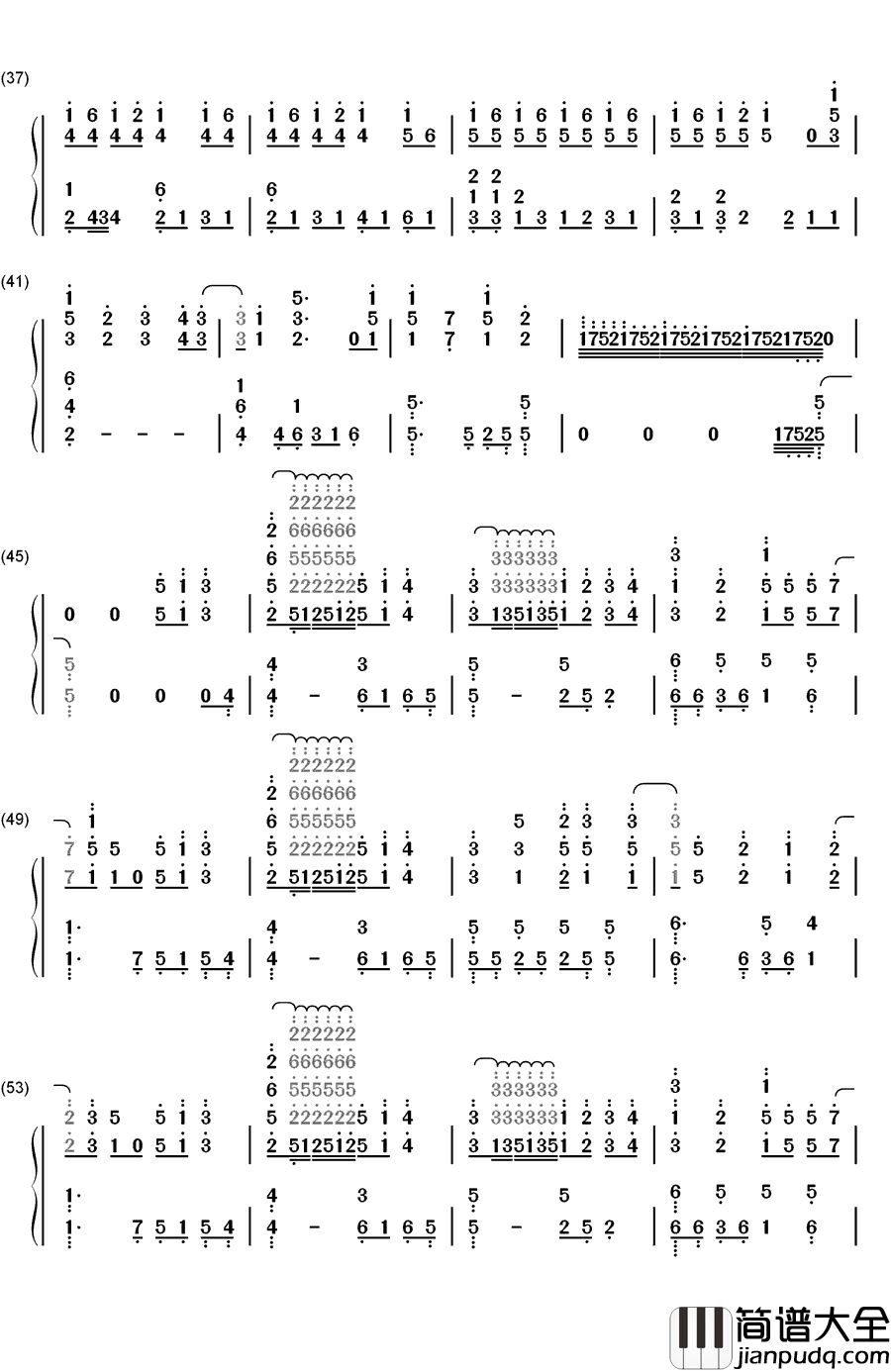 ダイバー钢琴简谱_数字双手_KANA_BOON