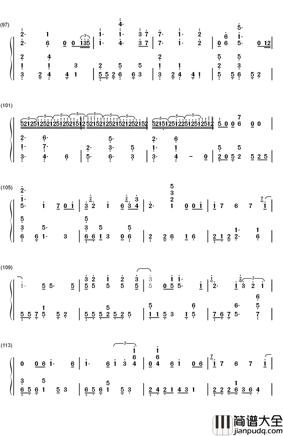ダイバー钢琴简谱_数字双手_KANA_BOON