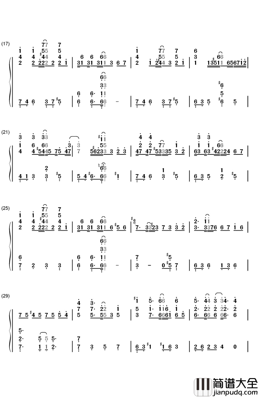 贝多芬病毒钢琴简谱_数字双手_贝多芬