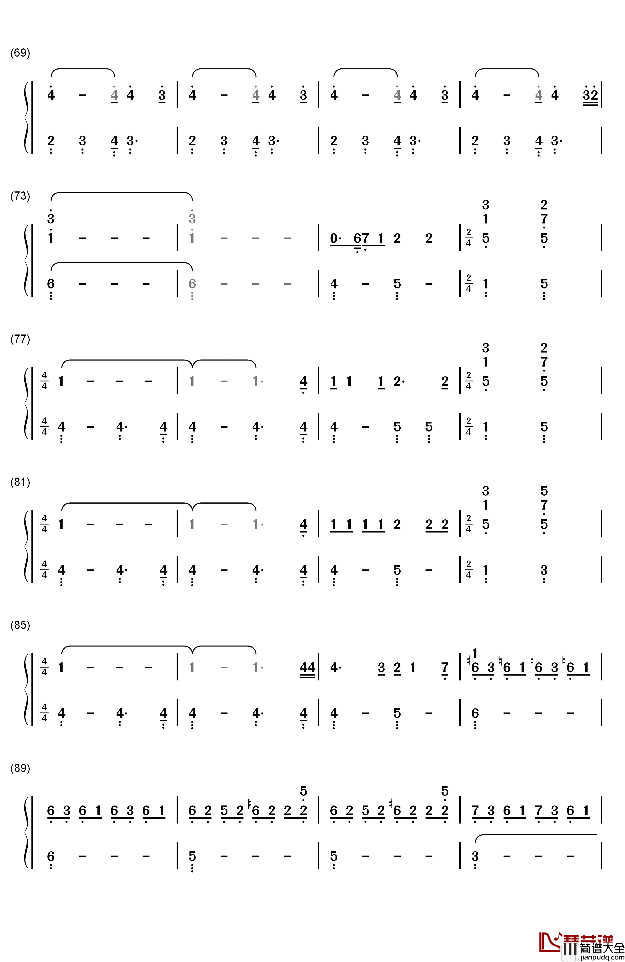 Hey_You钢琴简谱_数字双手_Pink_Floyd