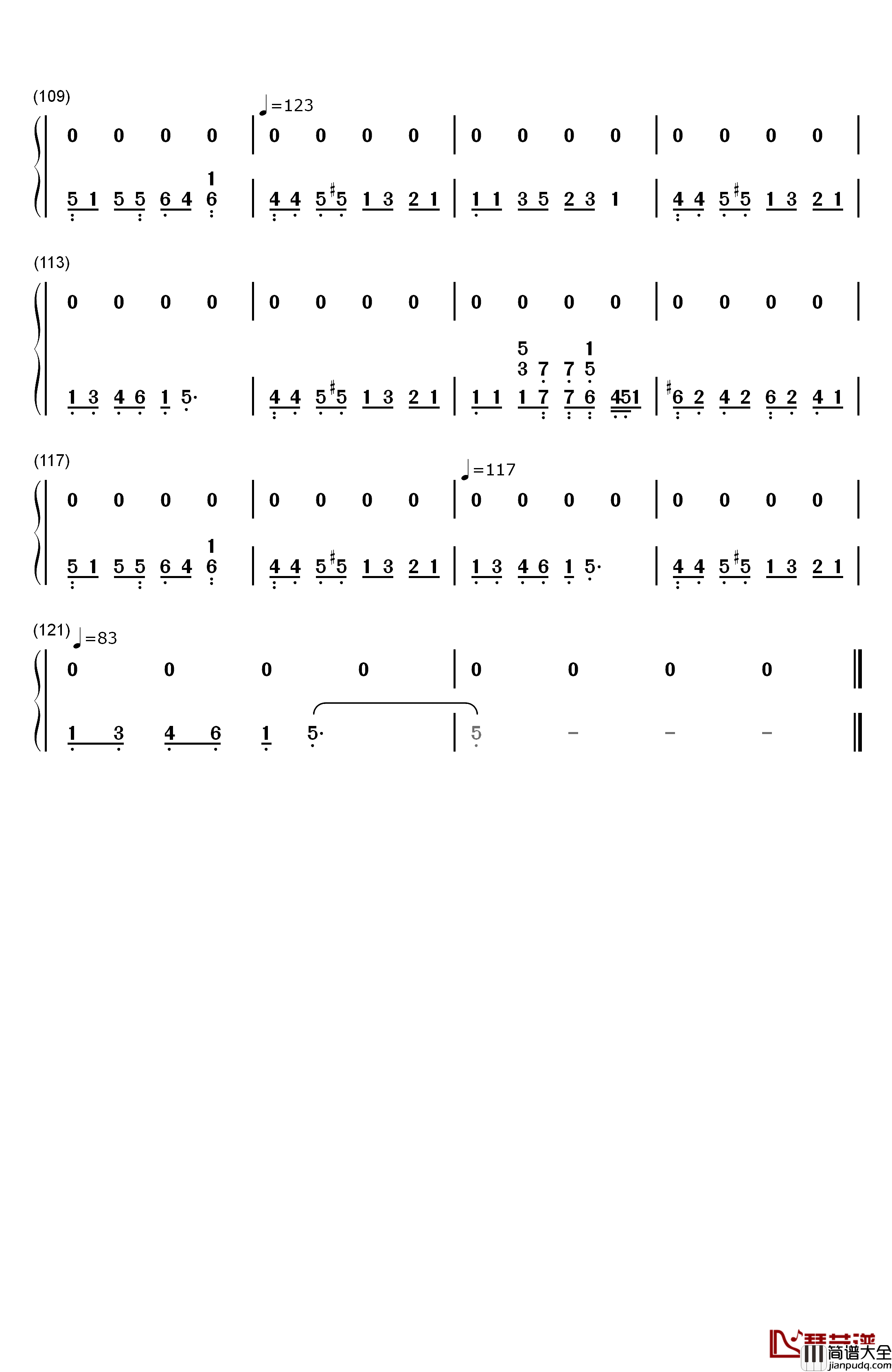 旋木钢琴简谱_数字双手_王菲
