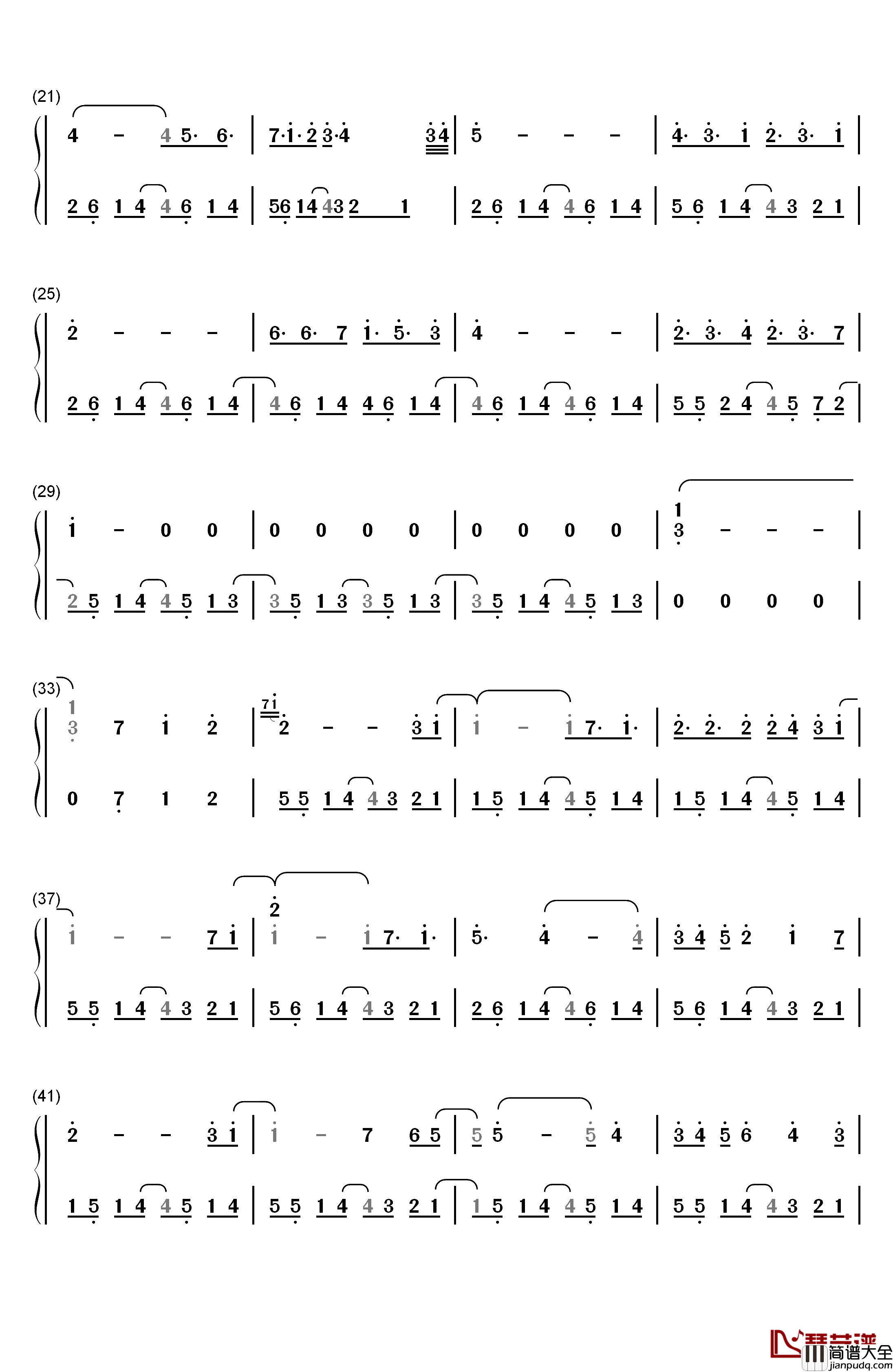 天空之城钢琴简谱_数字双手_Maple_Story