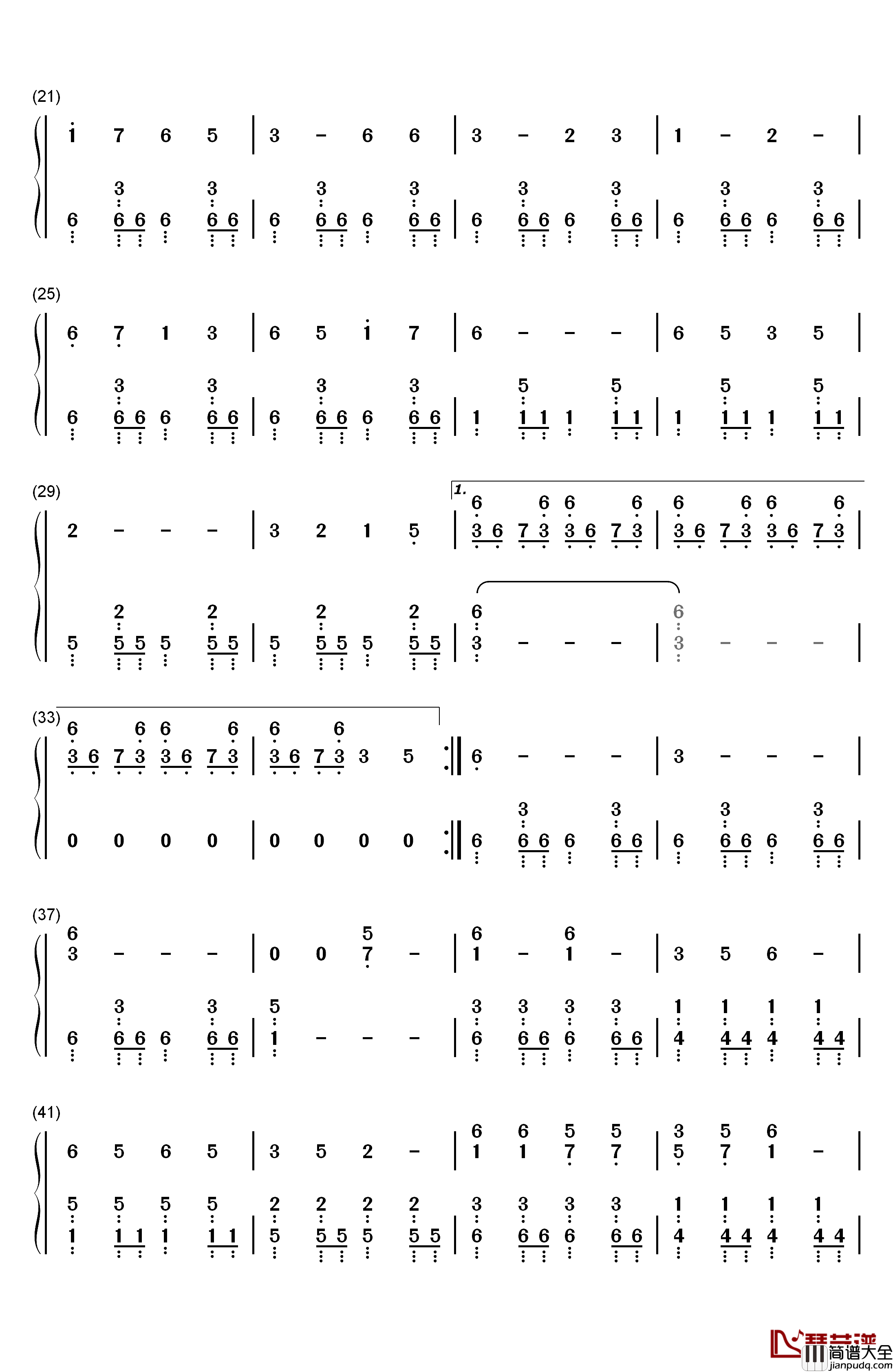昙天钢琴简谱_数字双手_ドーズ（DOES）