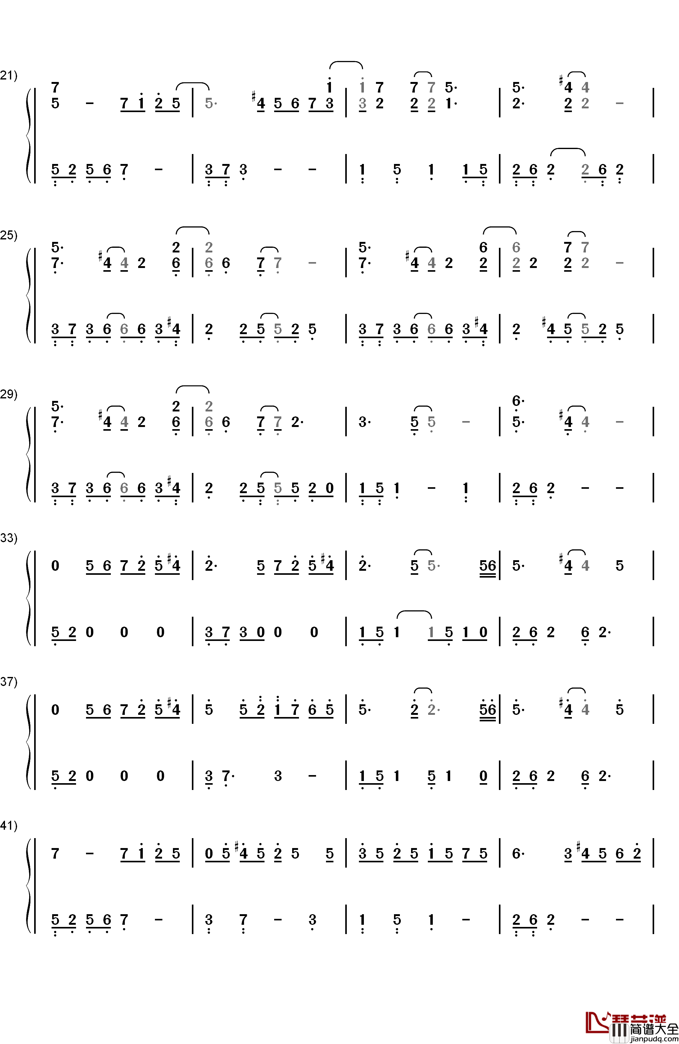 Hand_In_Hand钢琴简谱_数字双手_Steve_Haun