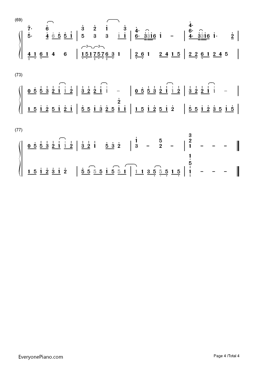 我愿意钢琴简谱_数字双手_王菲