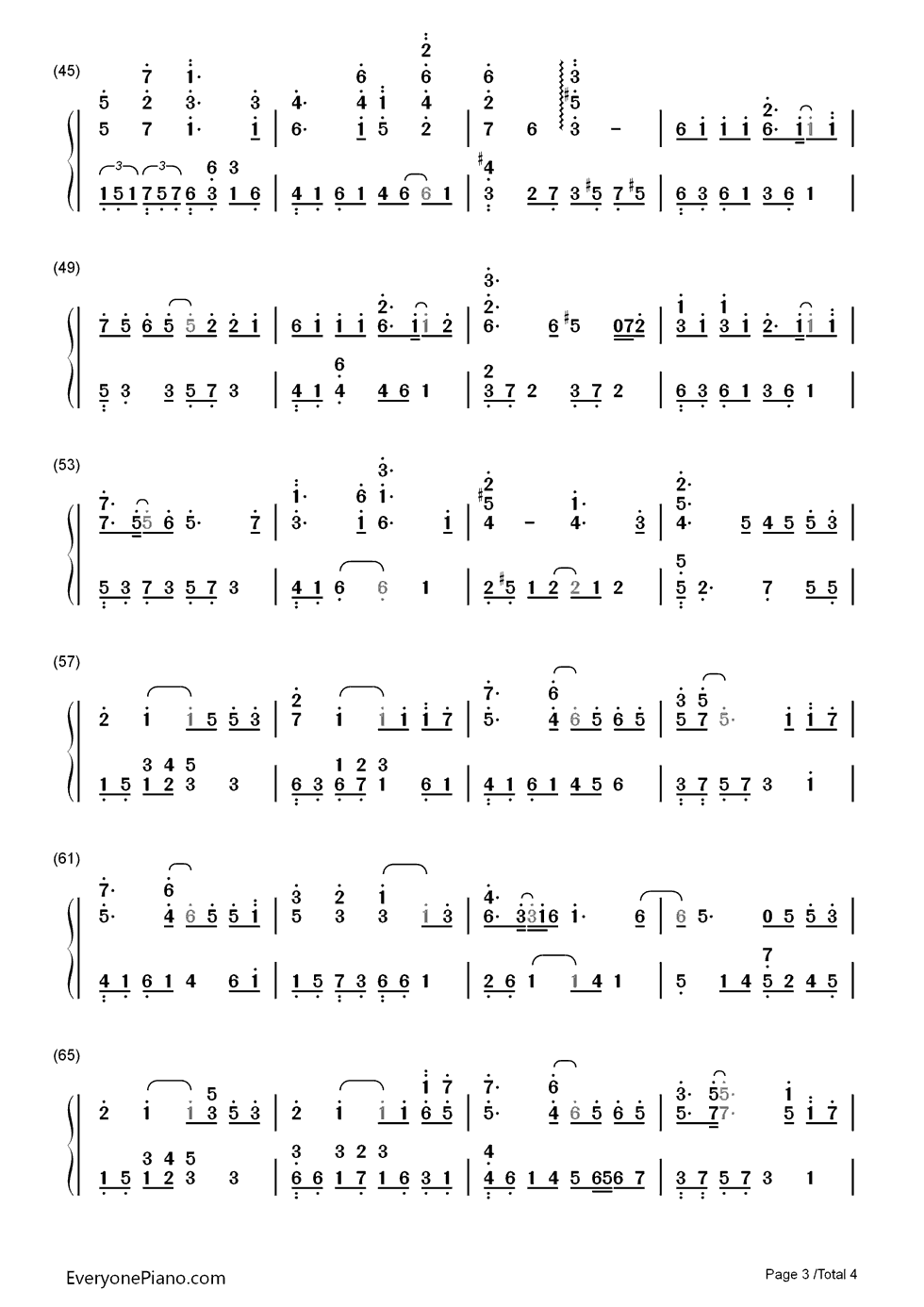 我愿意钢琴简谱_数字双手_王菲