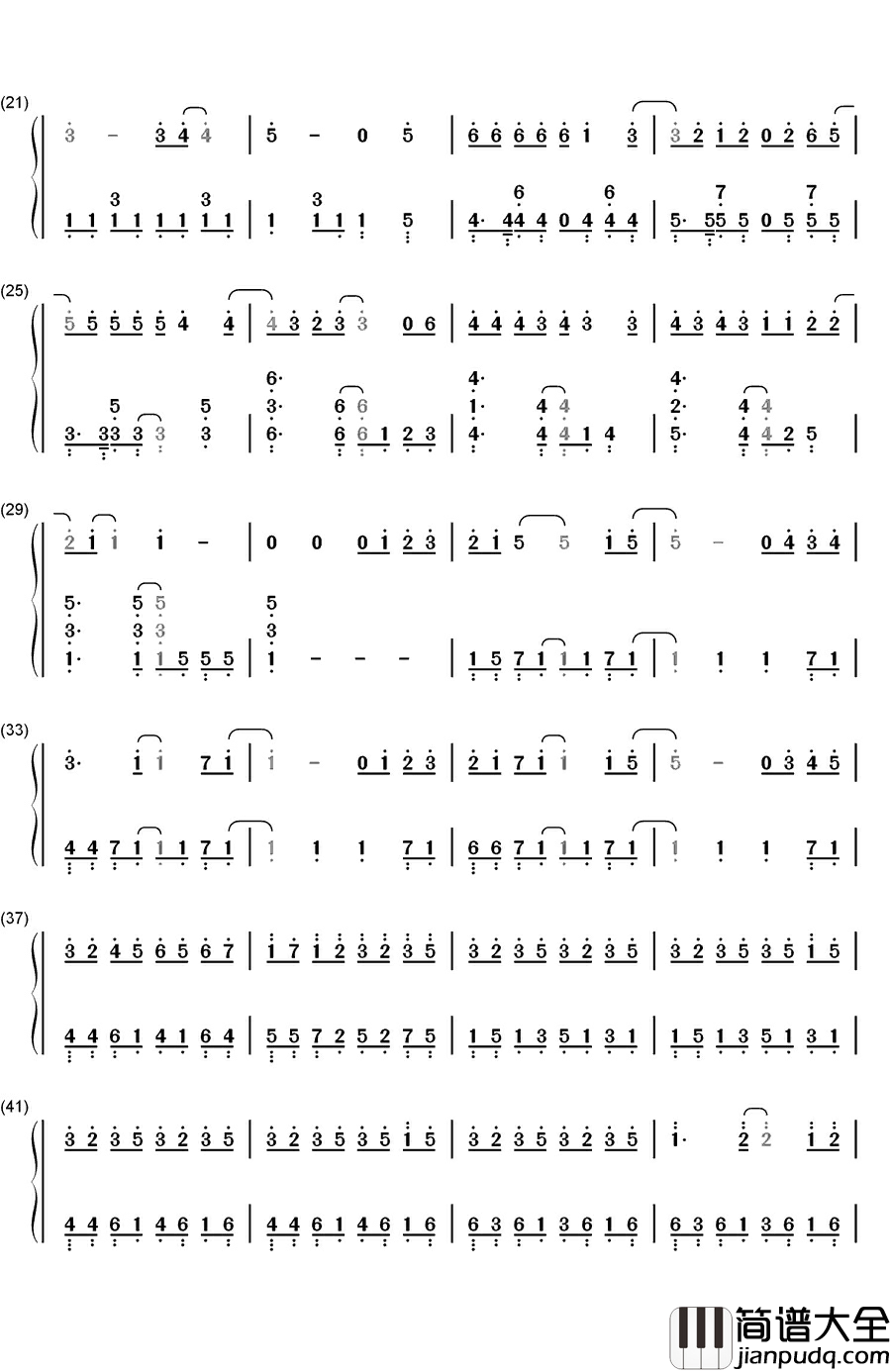 飞机场钢琴简谱_数字双手_徐良