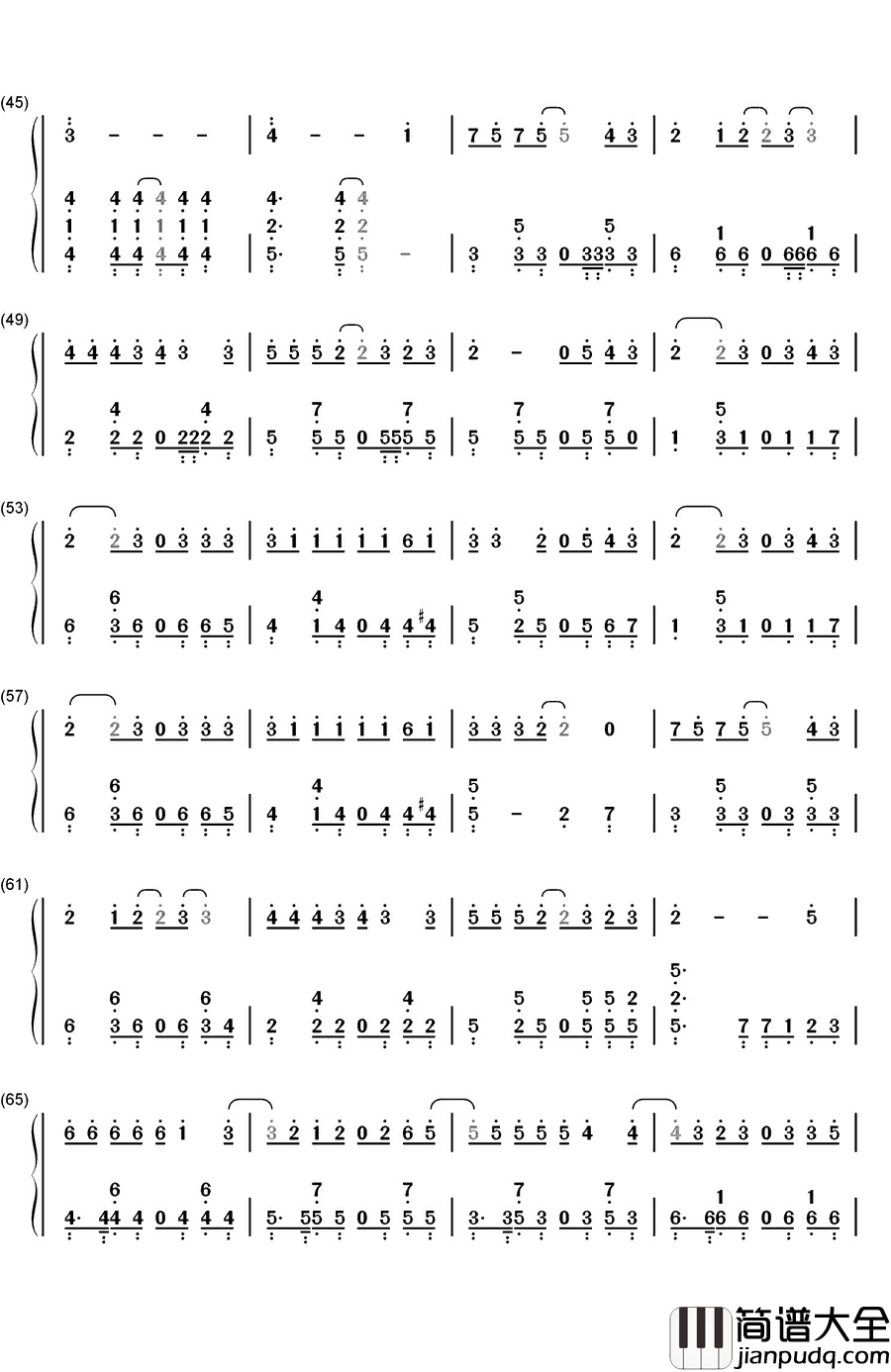 飞机场钢琴简谱_数字双手_徐良