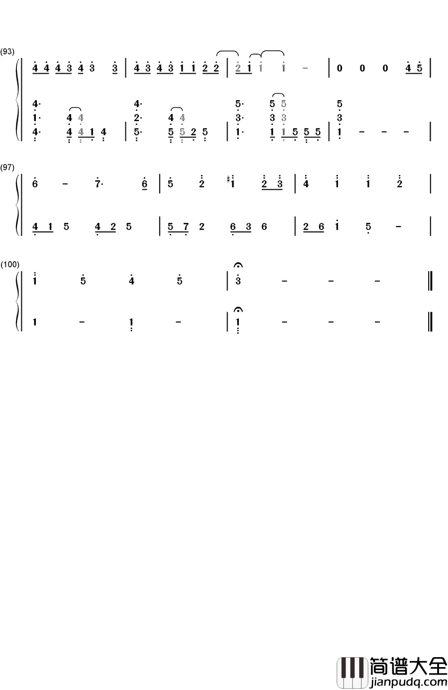 飞机场钢琴简谱_数字双手_徐良