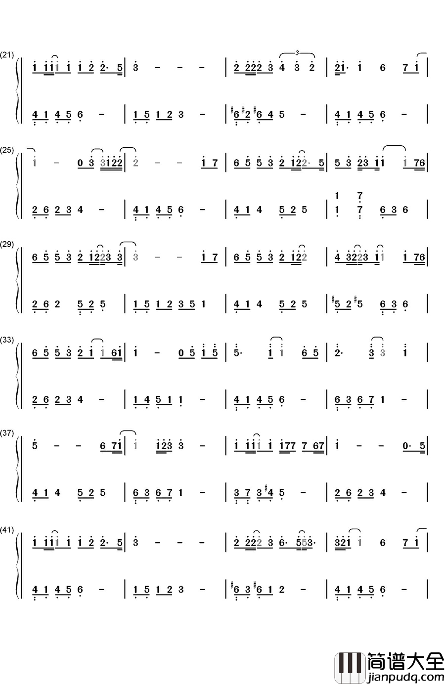 猜不透钢琴简谱_数字双手_丁当