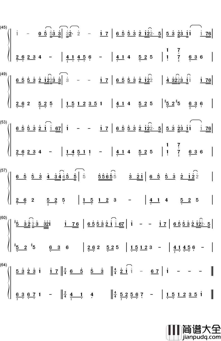 猜不透钢琴简谱_数字双手_丁当