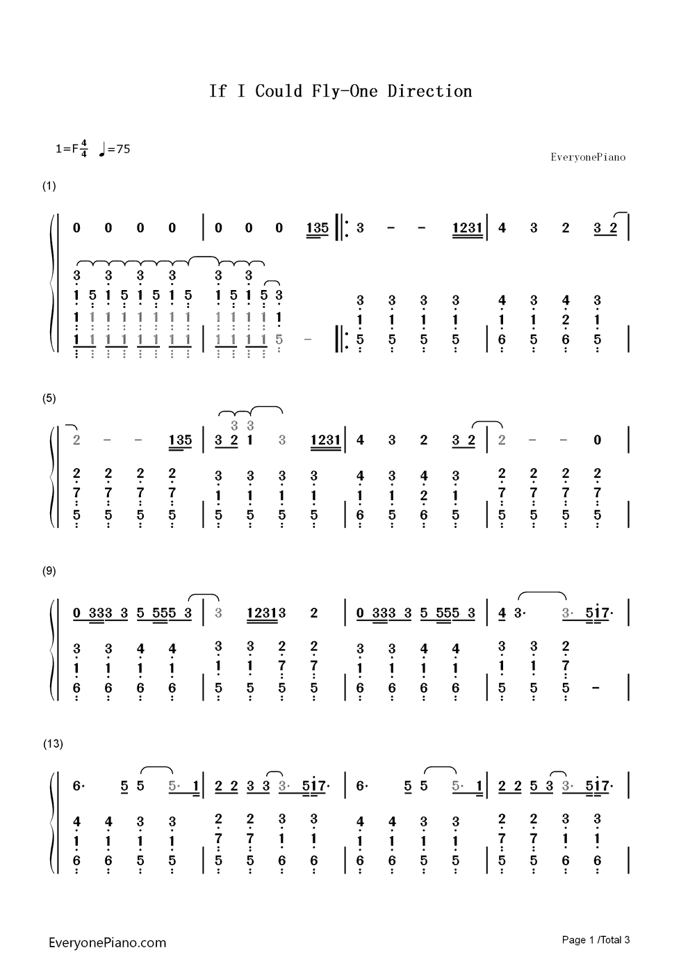 If_I_Could_Fly钢琴简谱_数字双手_One_Direction