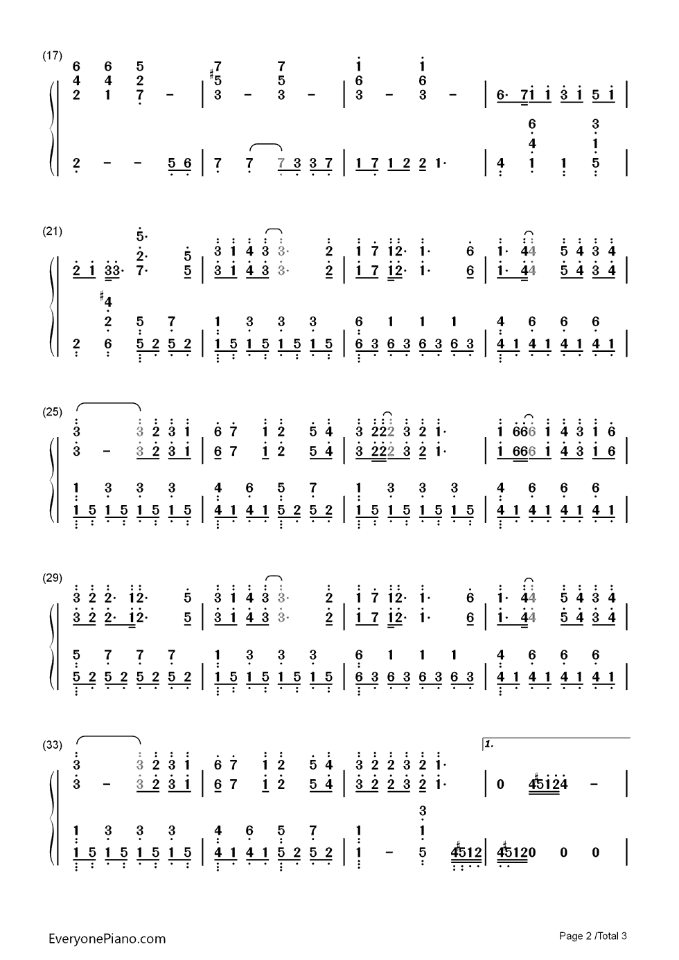 你对我的好钢琴简谱_数字双手_伊能静
