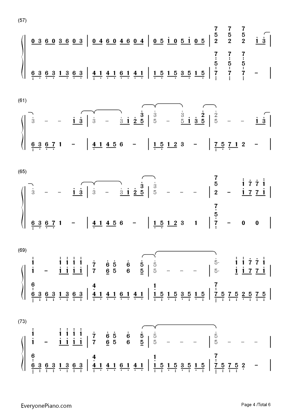 One钢琴简谱_数字双手_Epik_High