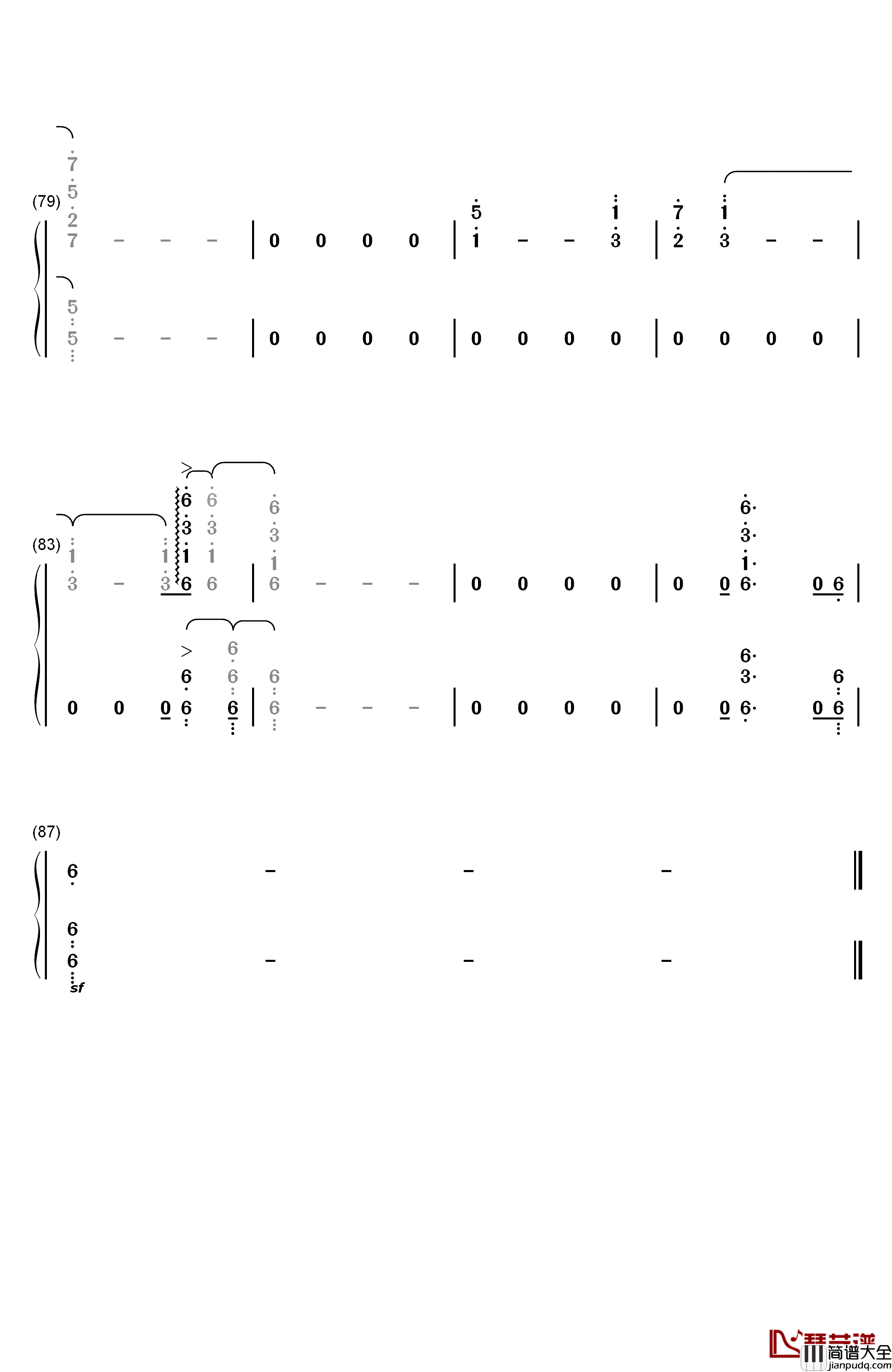 我的天空钢琴简谱_数字双手_南征北战