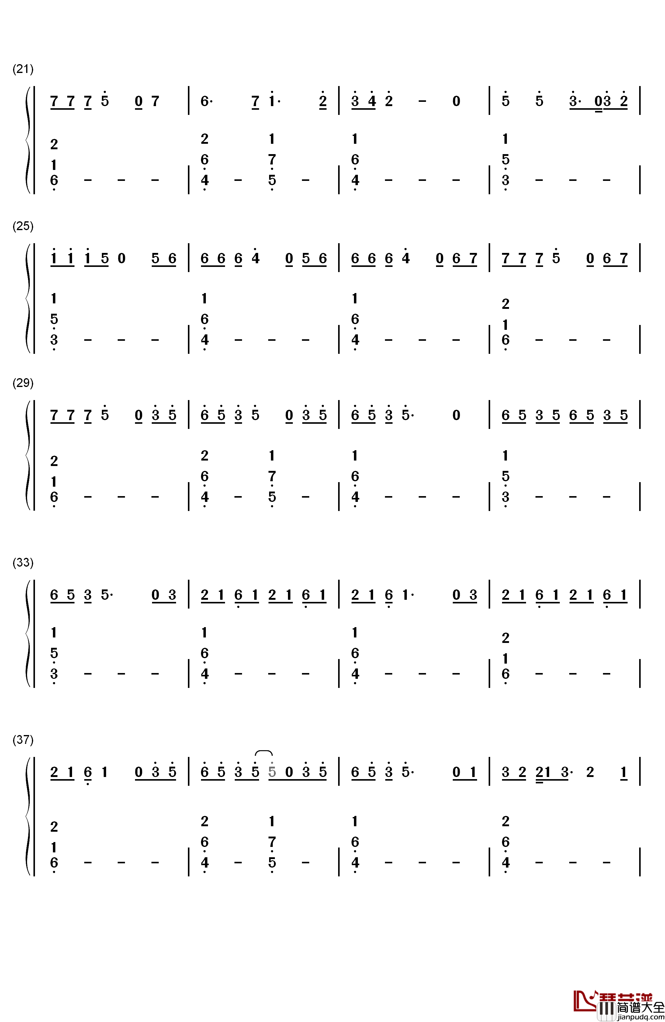 End_of_the_Day钢琴简谱_数字双手_One_Direction