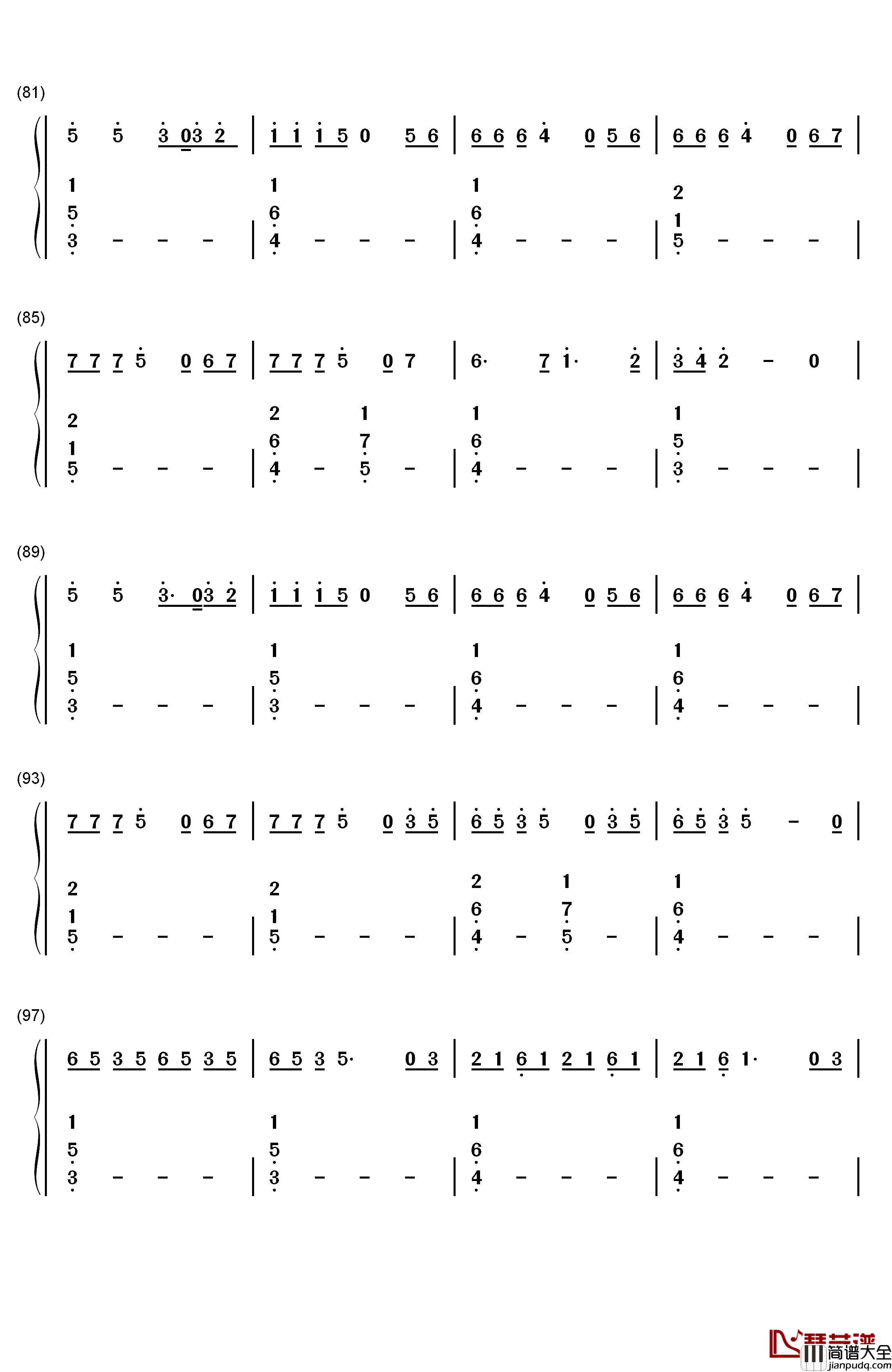 End_of_the_Day钢琴简谱_数字双手_One_Direction