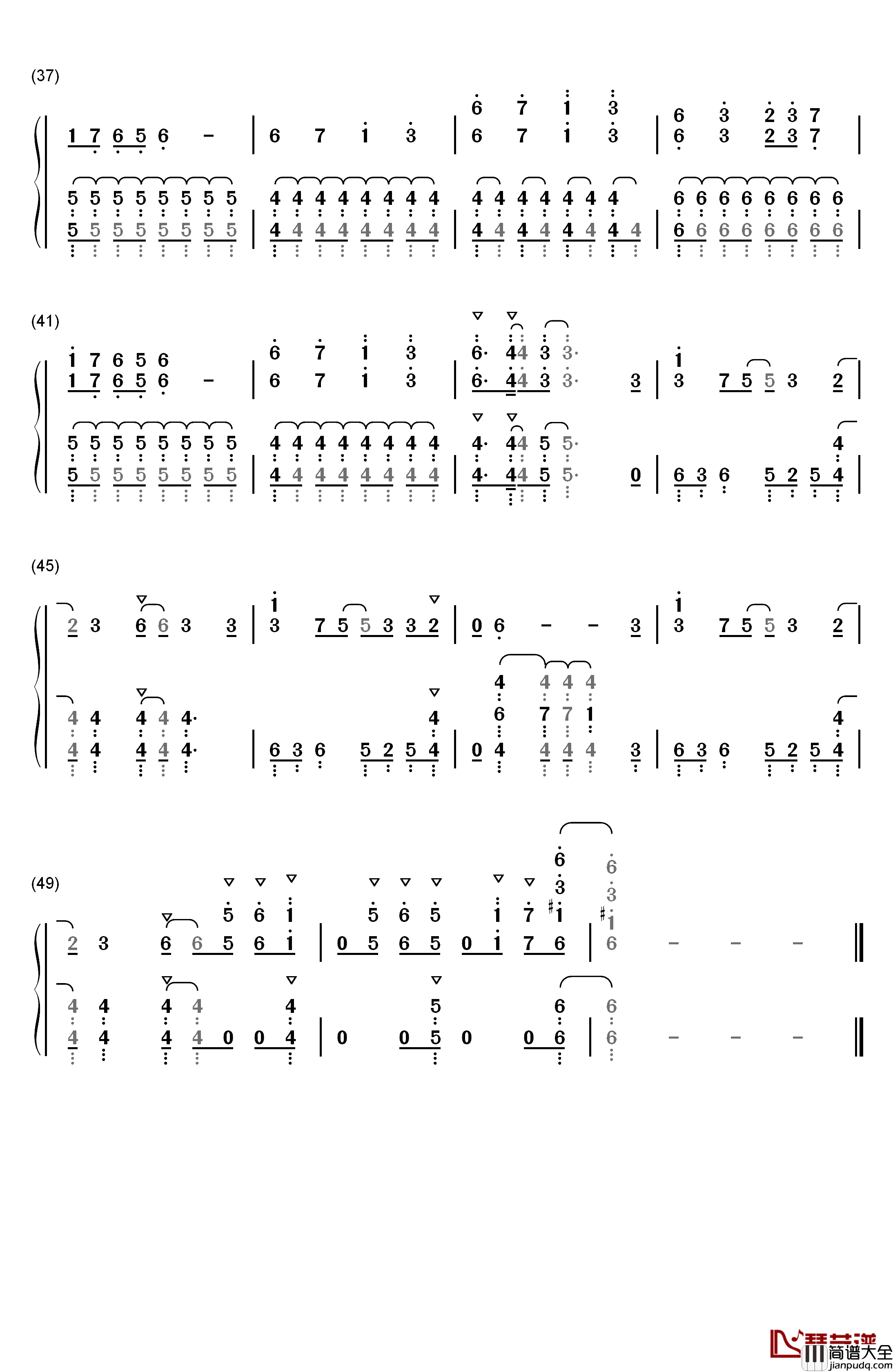 シドニア钢琴简谱_数字双手_Angela