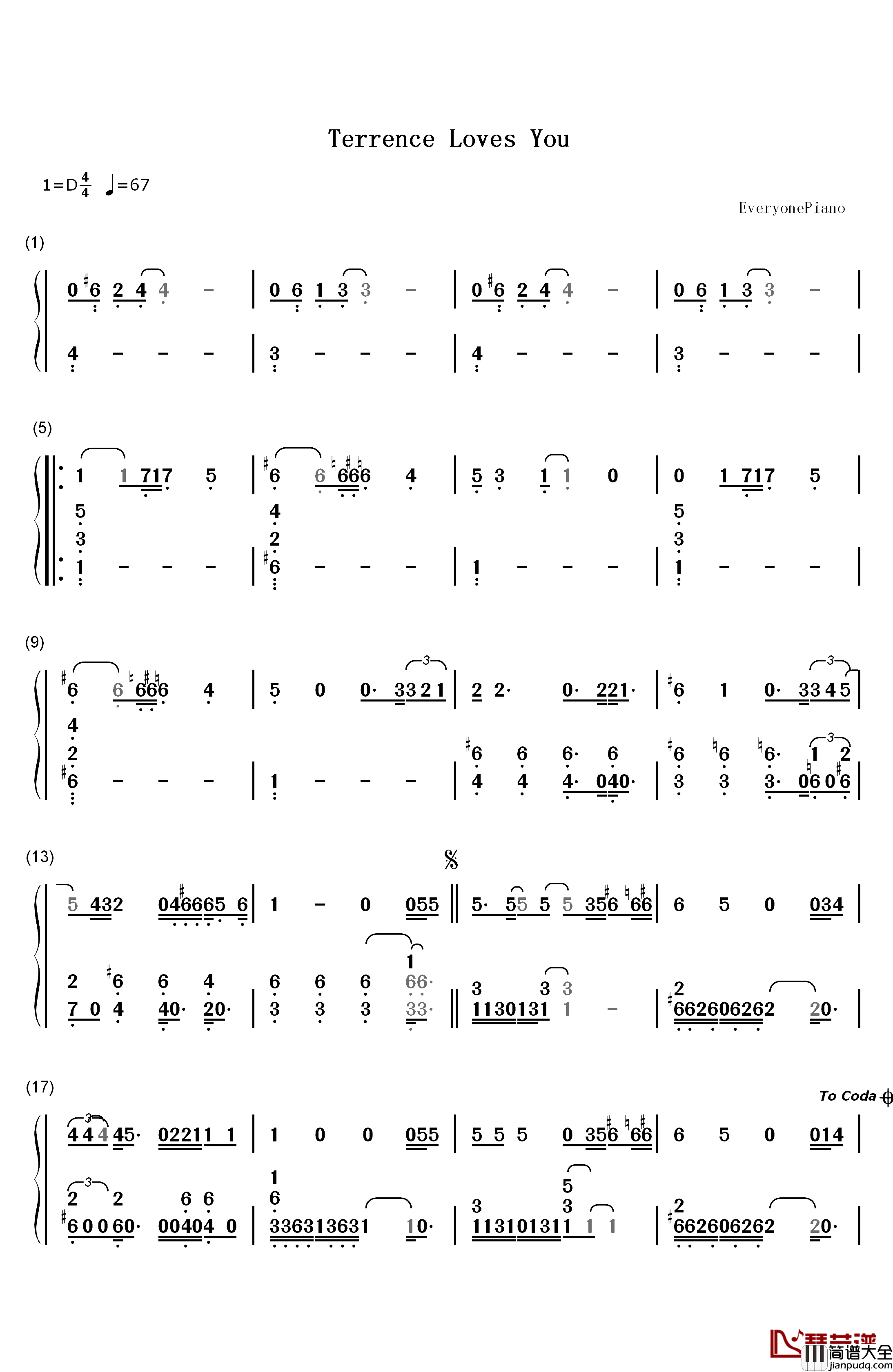 Terrence_Loves_You钢琴简谱_数字双手_Lana_Del_Rey