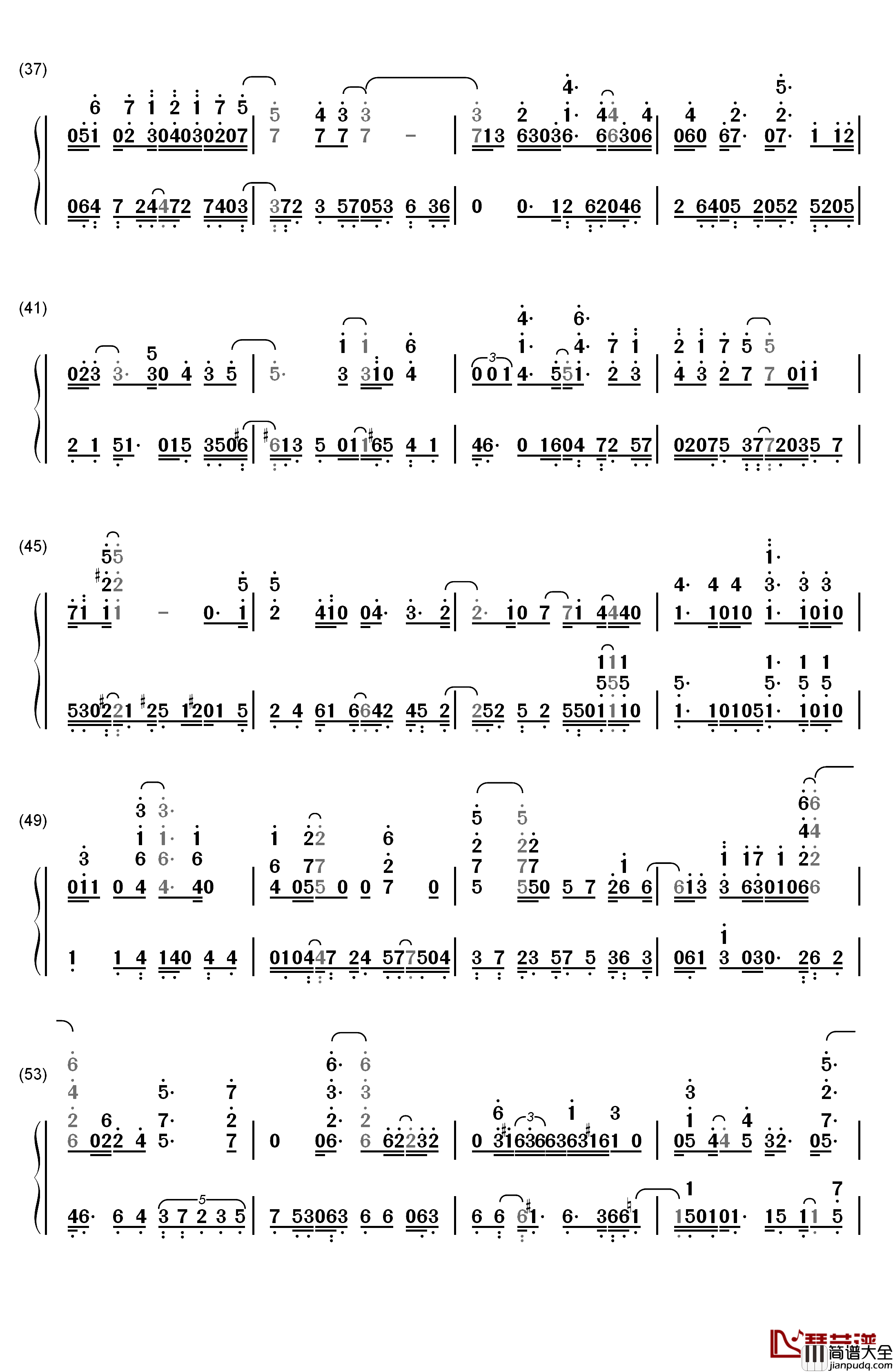 Bon_Voyage钢琴简谱_数字双手_Bon_Bon_Blanco