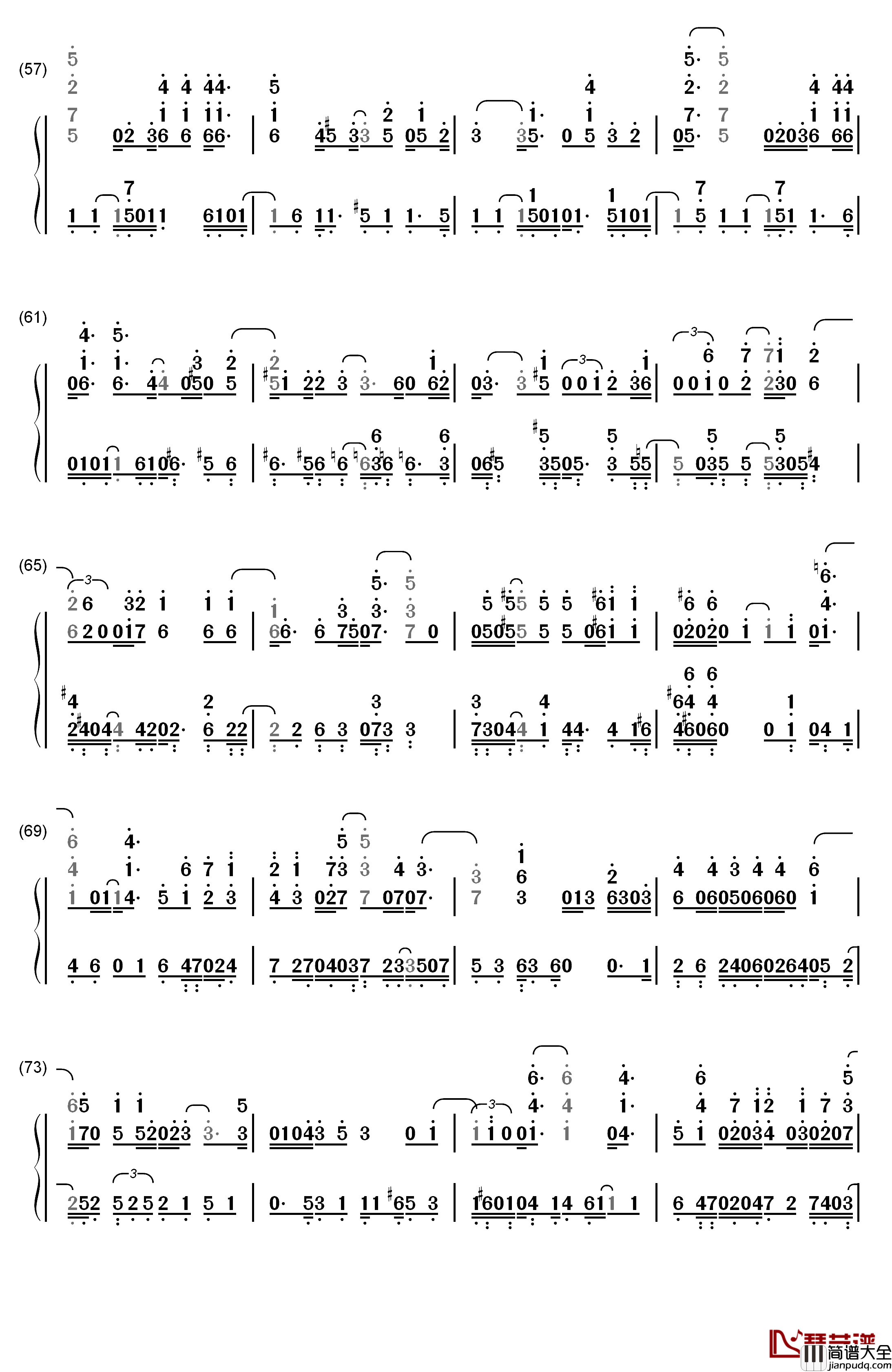 Bon_Voyage钢琴简谱_数字双手_Bon_Bon_Blanco