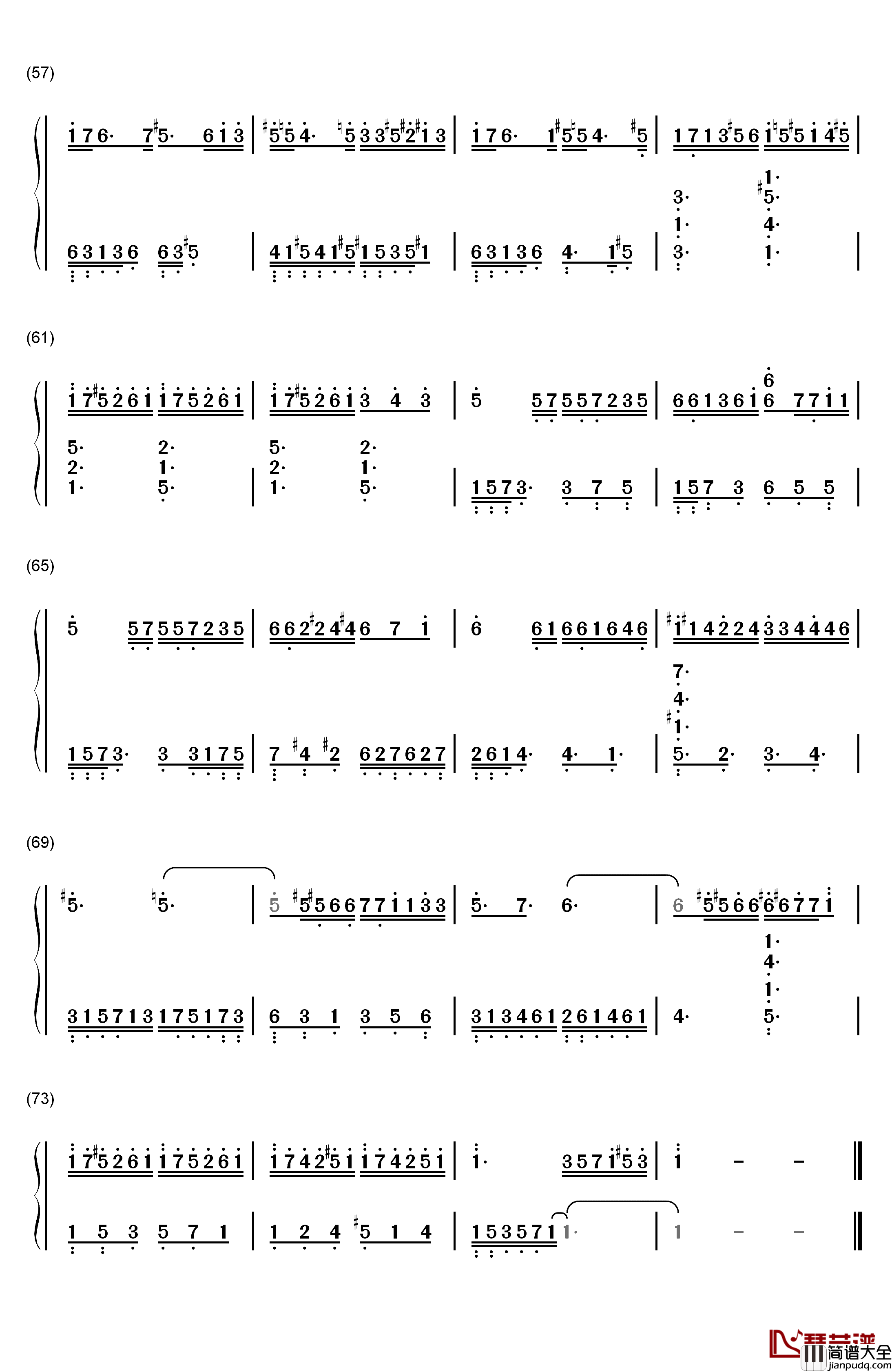 情归巴黎主题曲钢琴简谱_数字双手_John_Williams