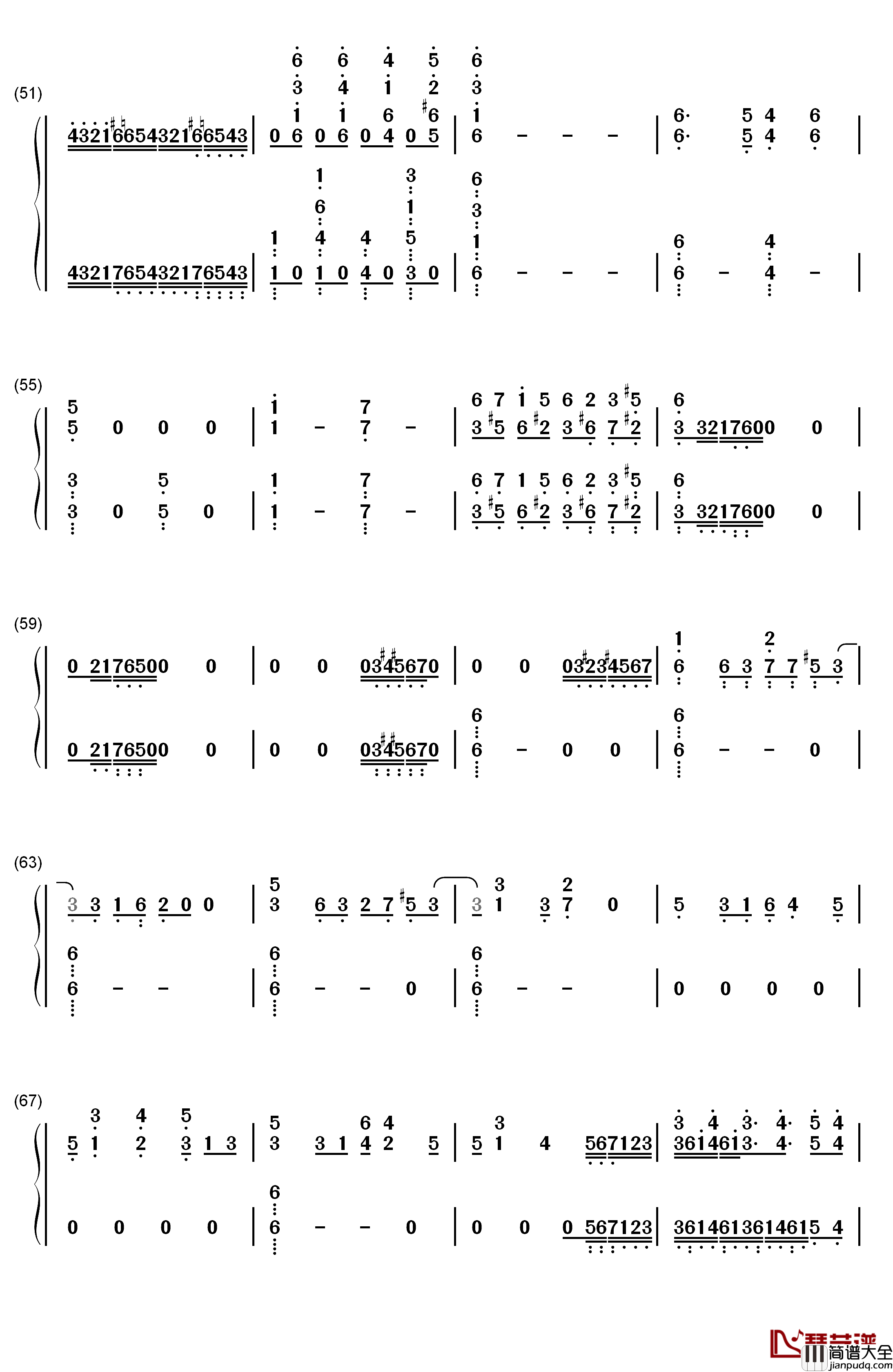 吉普赛女郎钢琴简谱_数字双手_马克西姆