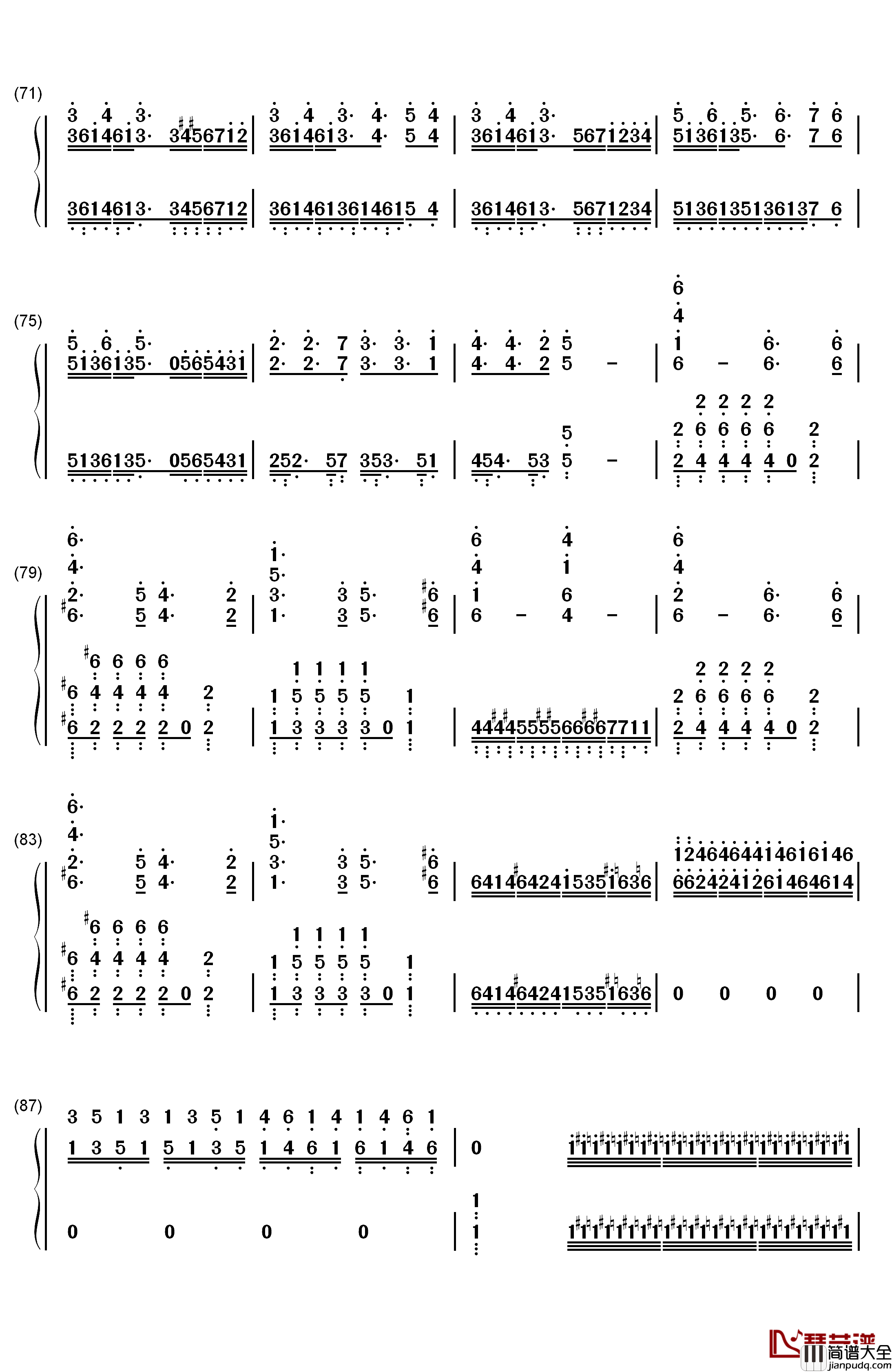 吉普赛女郎钢琴简谱_数字双手_马克西姆