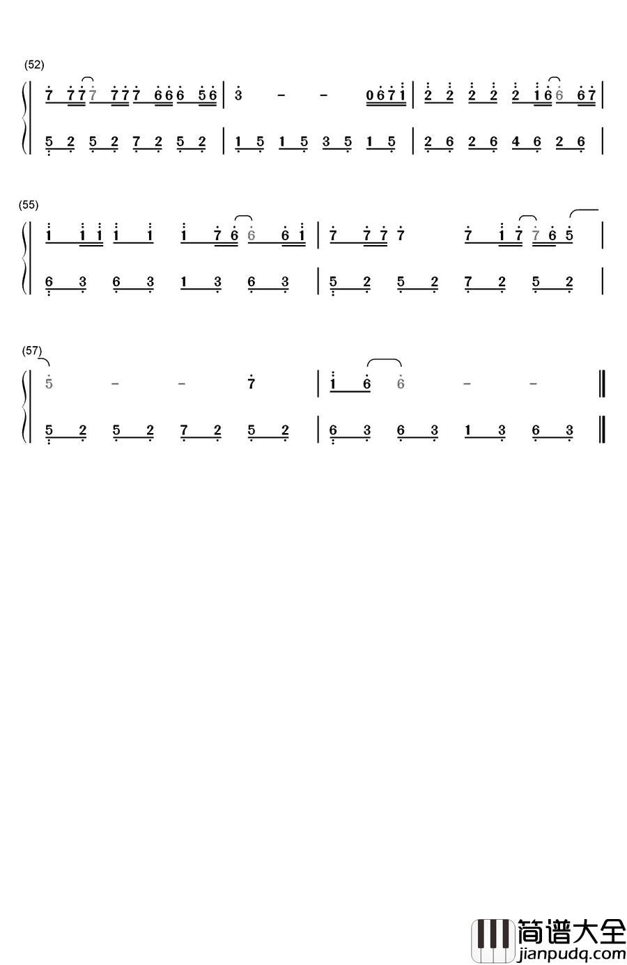 天亮了钢琴简谱_数字双手_韩红