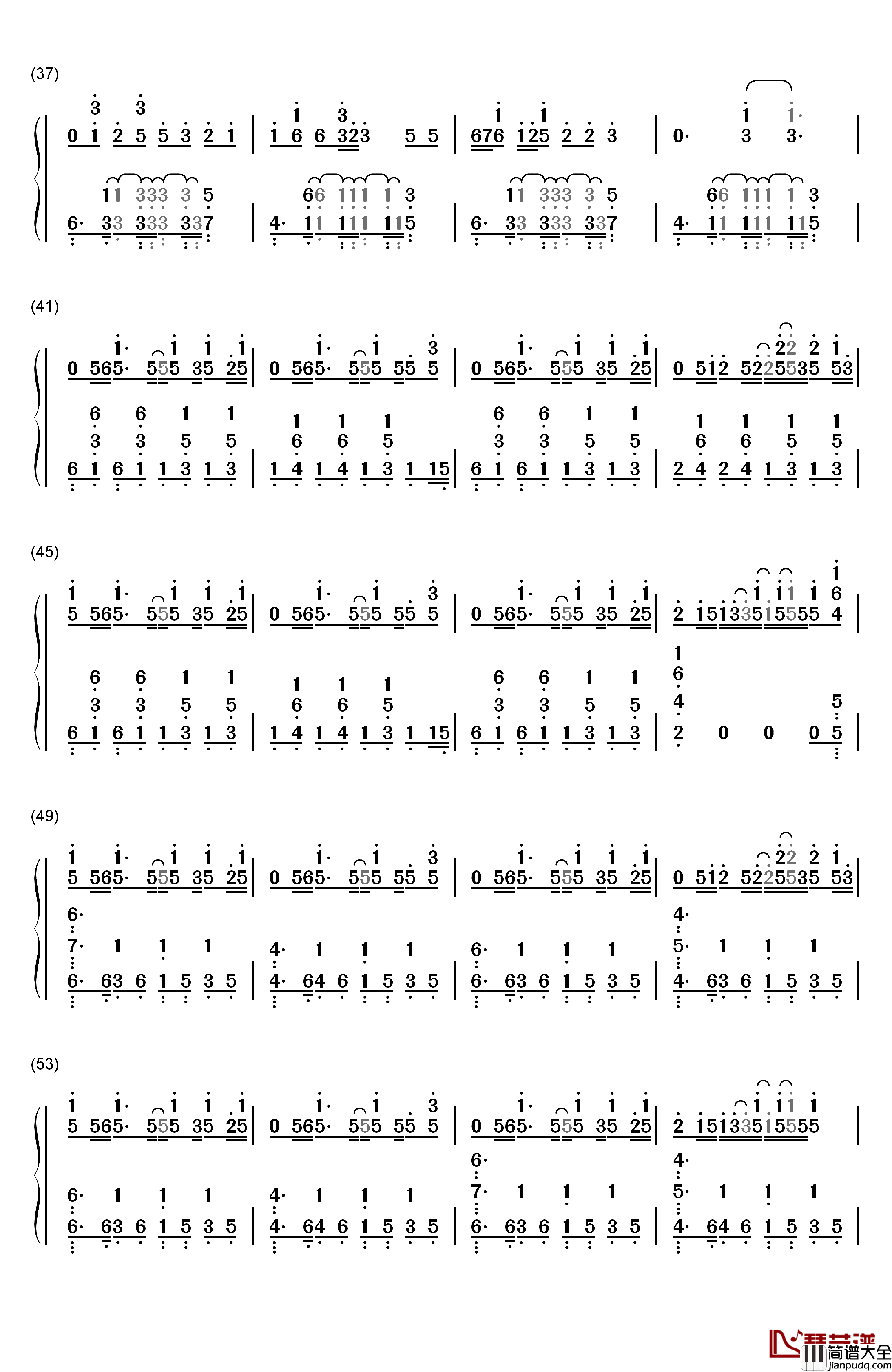Stay钢琴简谱_数字双手_Kygo