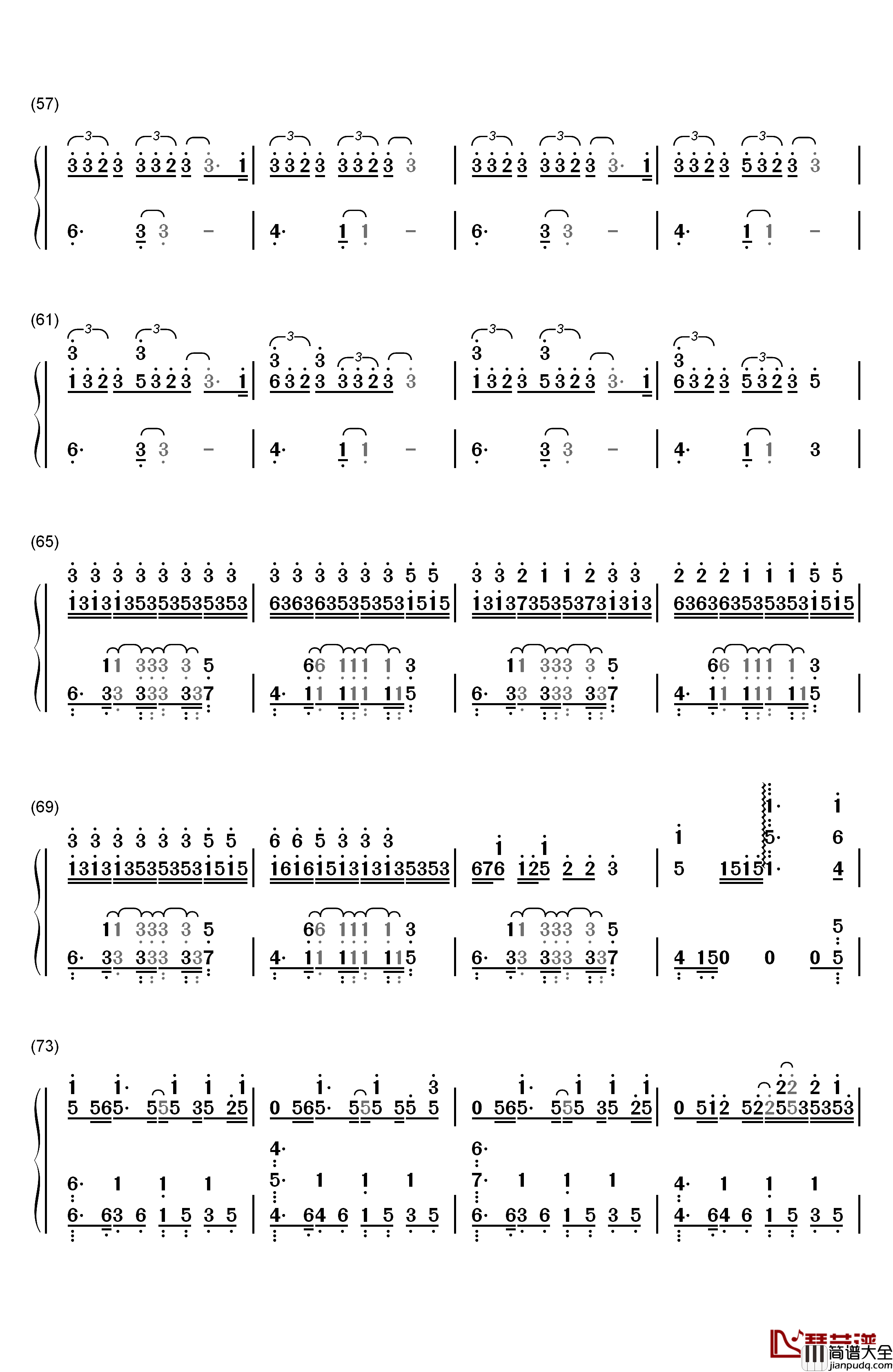 Stay钢琴简谱_数字双手_Kygo