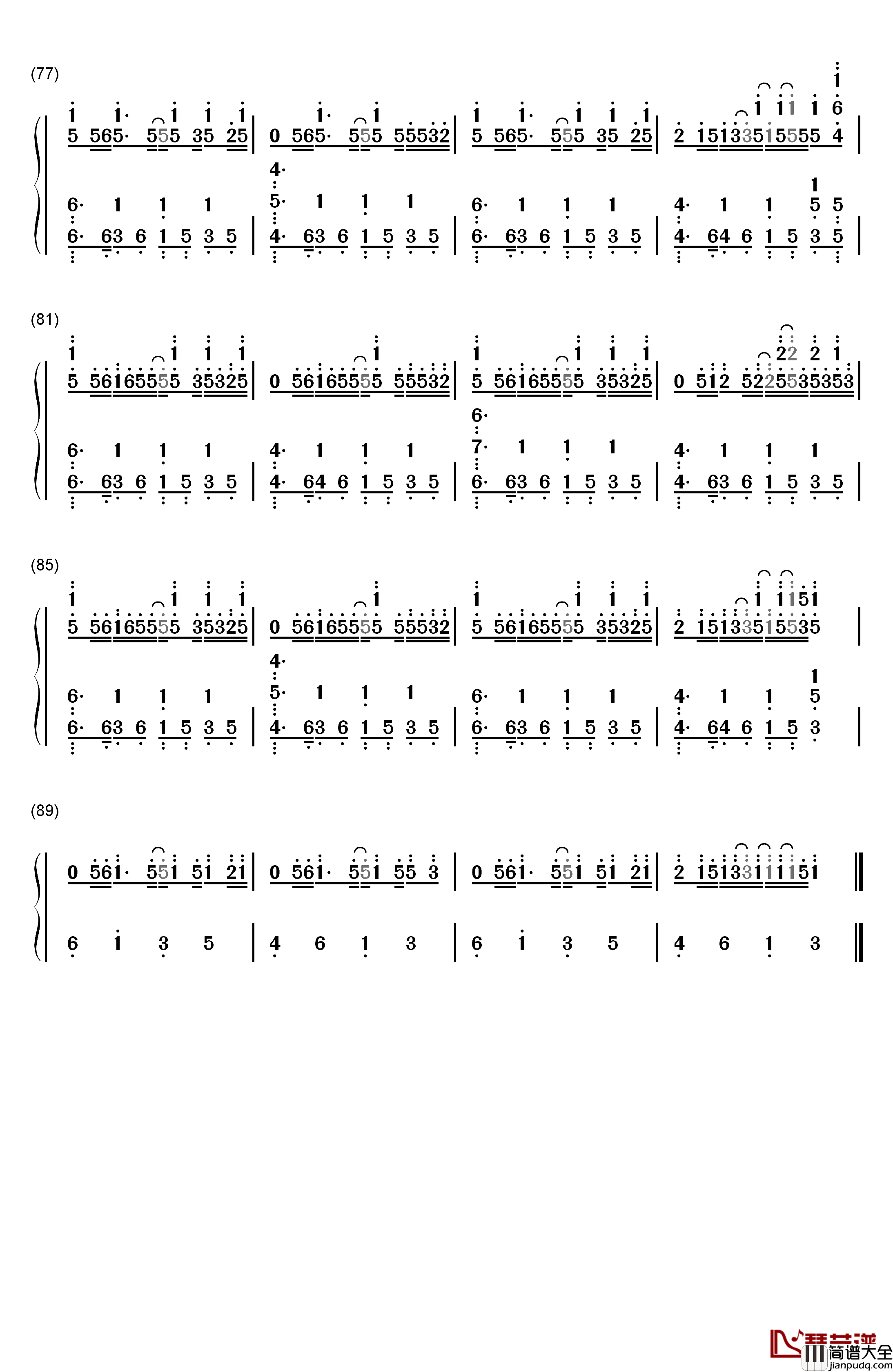 Stay钢琴简谱_数字双手_Kygo