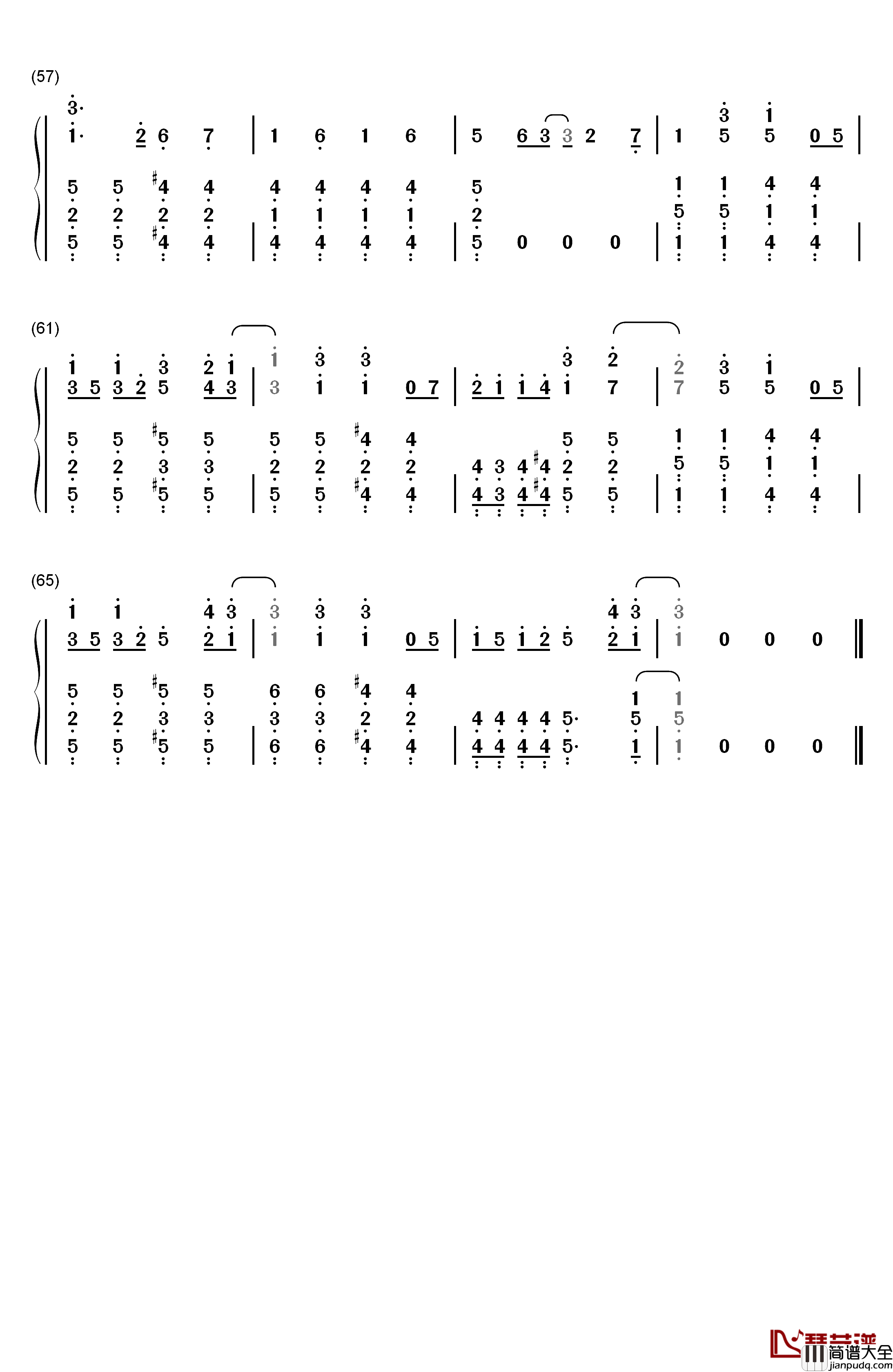 纯真Always钢琴简谱_数字双手_田所梓