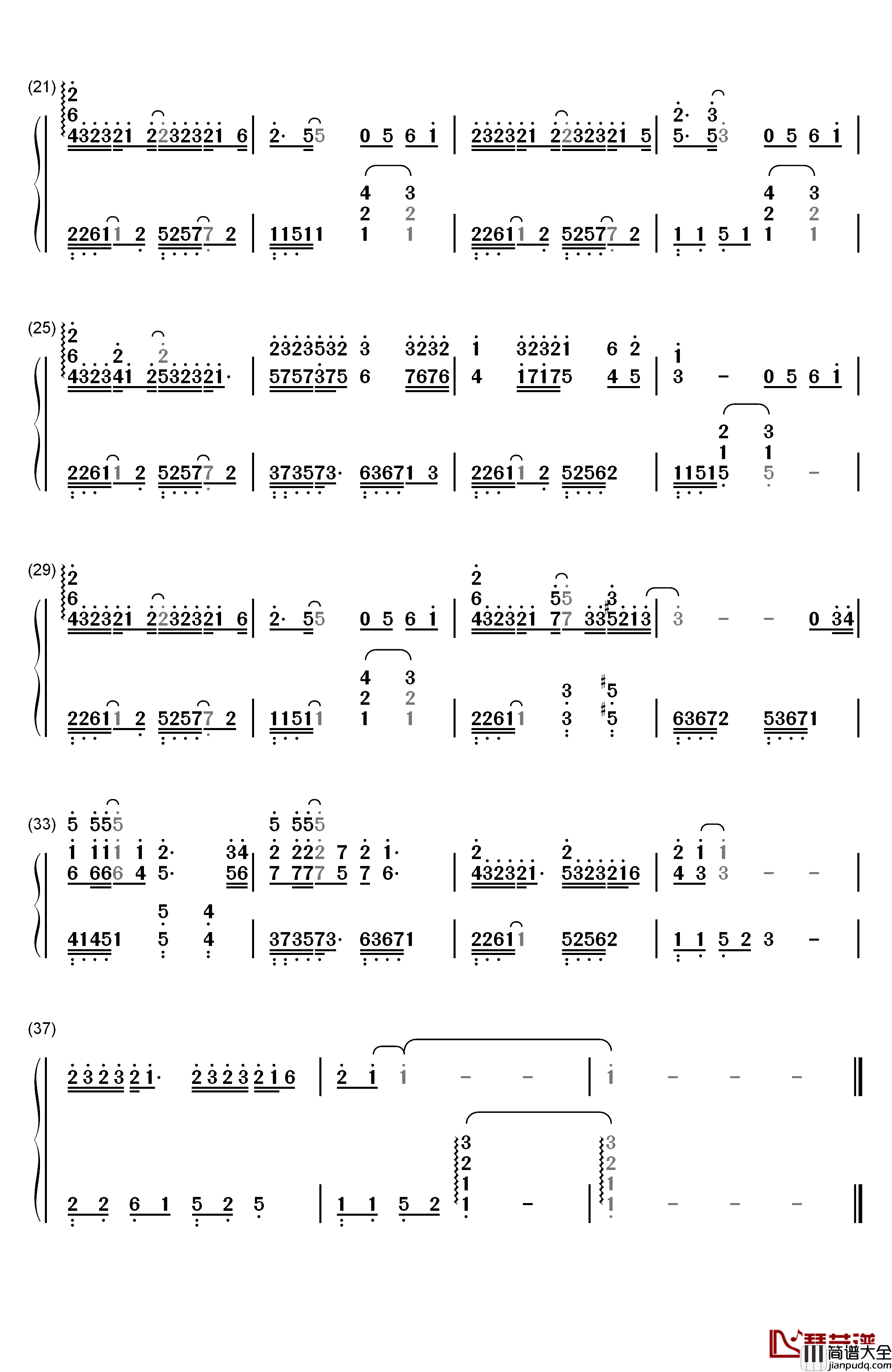 暖春钢琴简谱_数字双手_暖春_牛奶咖啡