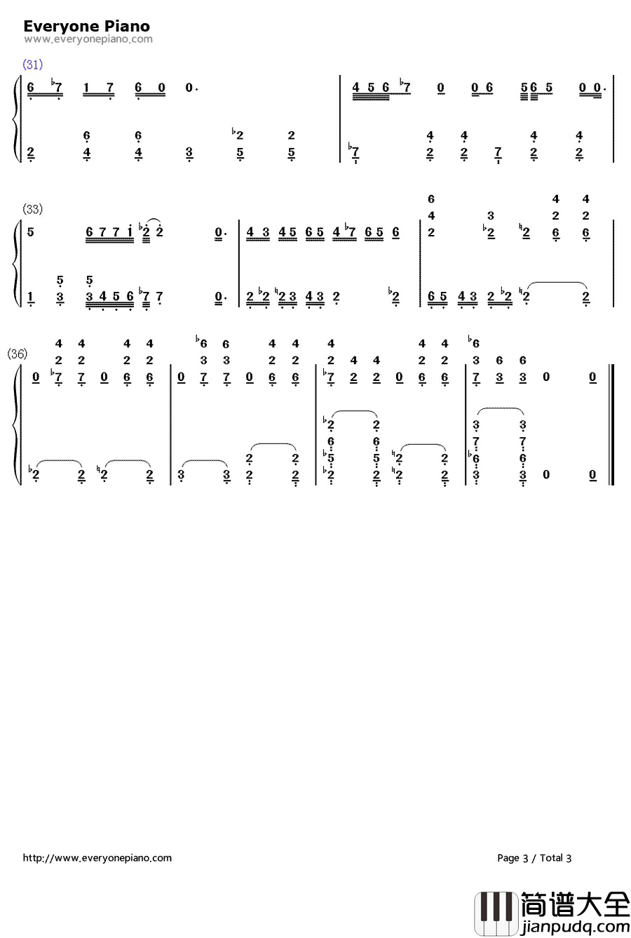 卡拉赞钢琴简谱_数字双手_魔兽世界