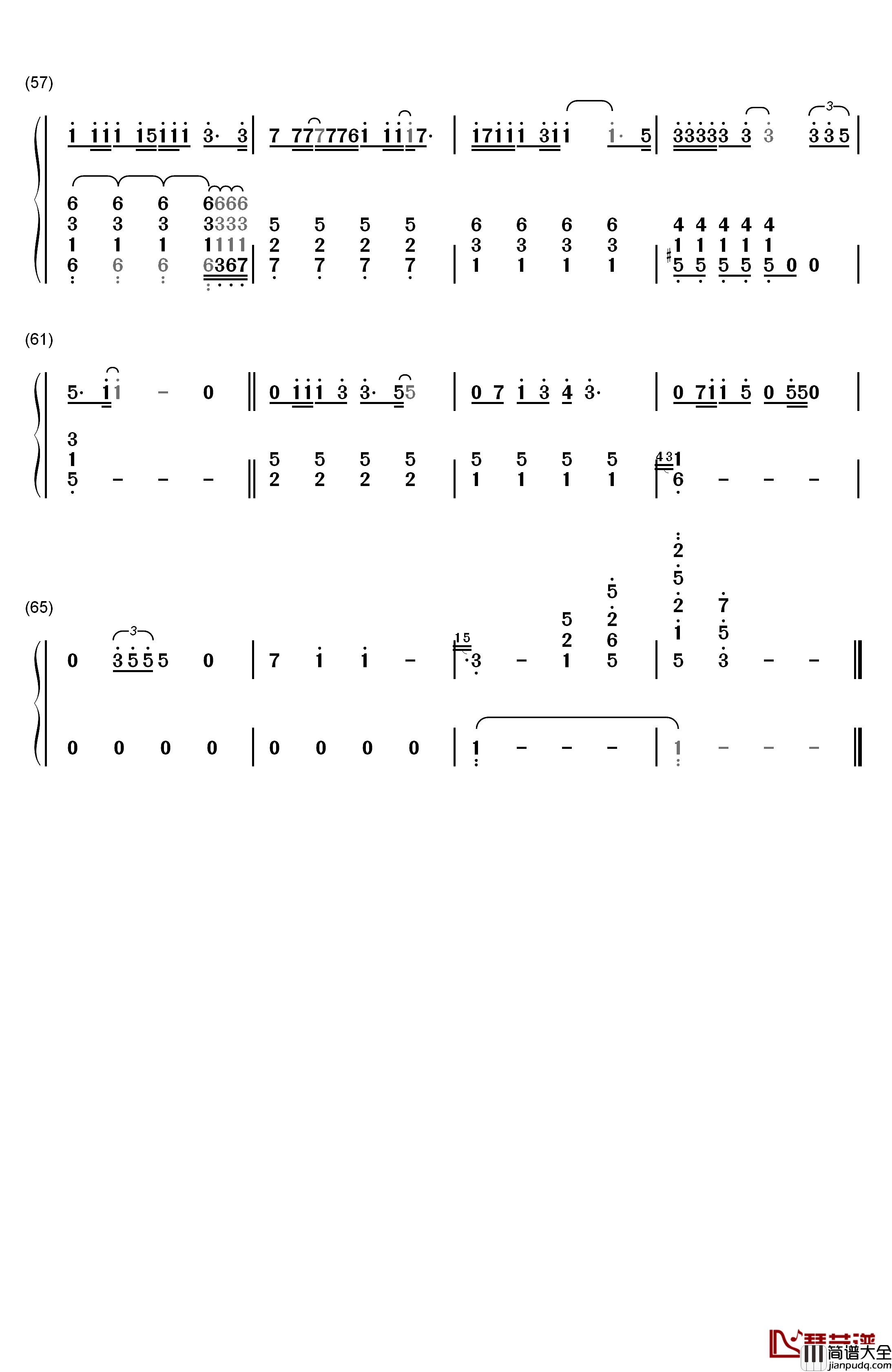 野子钢琴简谱_数字双手_苏运莹
